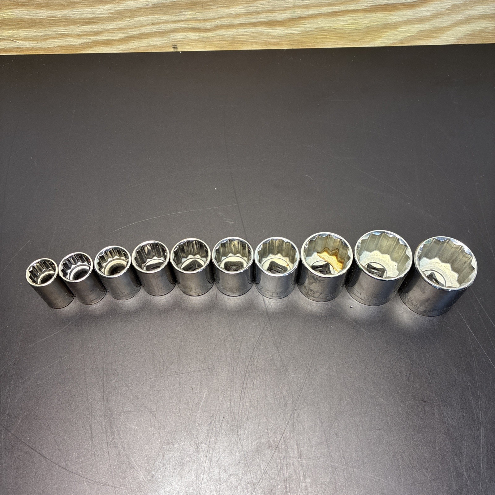 Craftsman USA G Series 1/2 Drive 12 Point Metric Socket Lot 15-32mm 10pc NOS