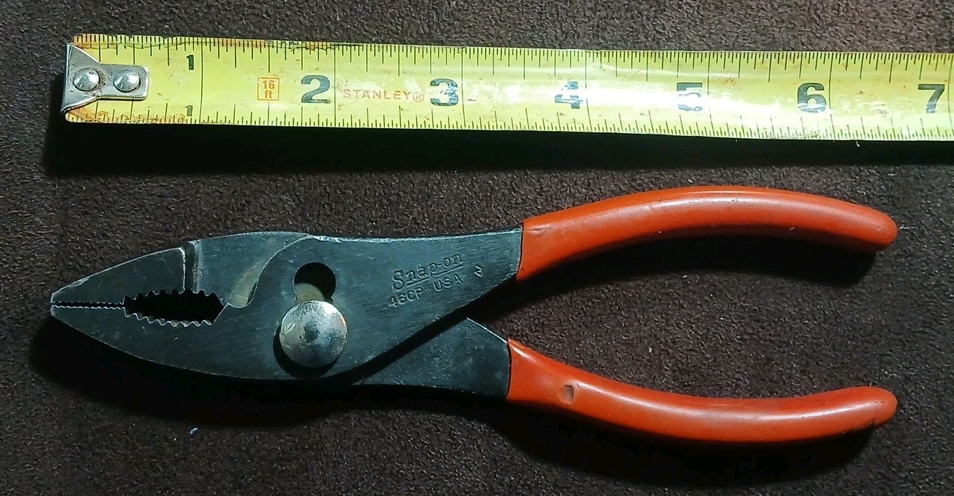 Vintage SNAP-ON 46CP Slip Joint Pliers Red Grips, 6.5″, Made In The U.S.A.
