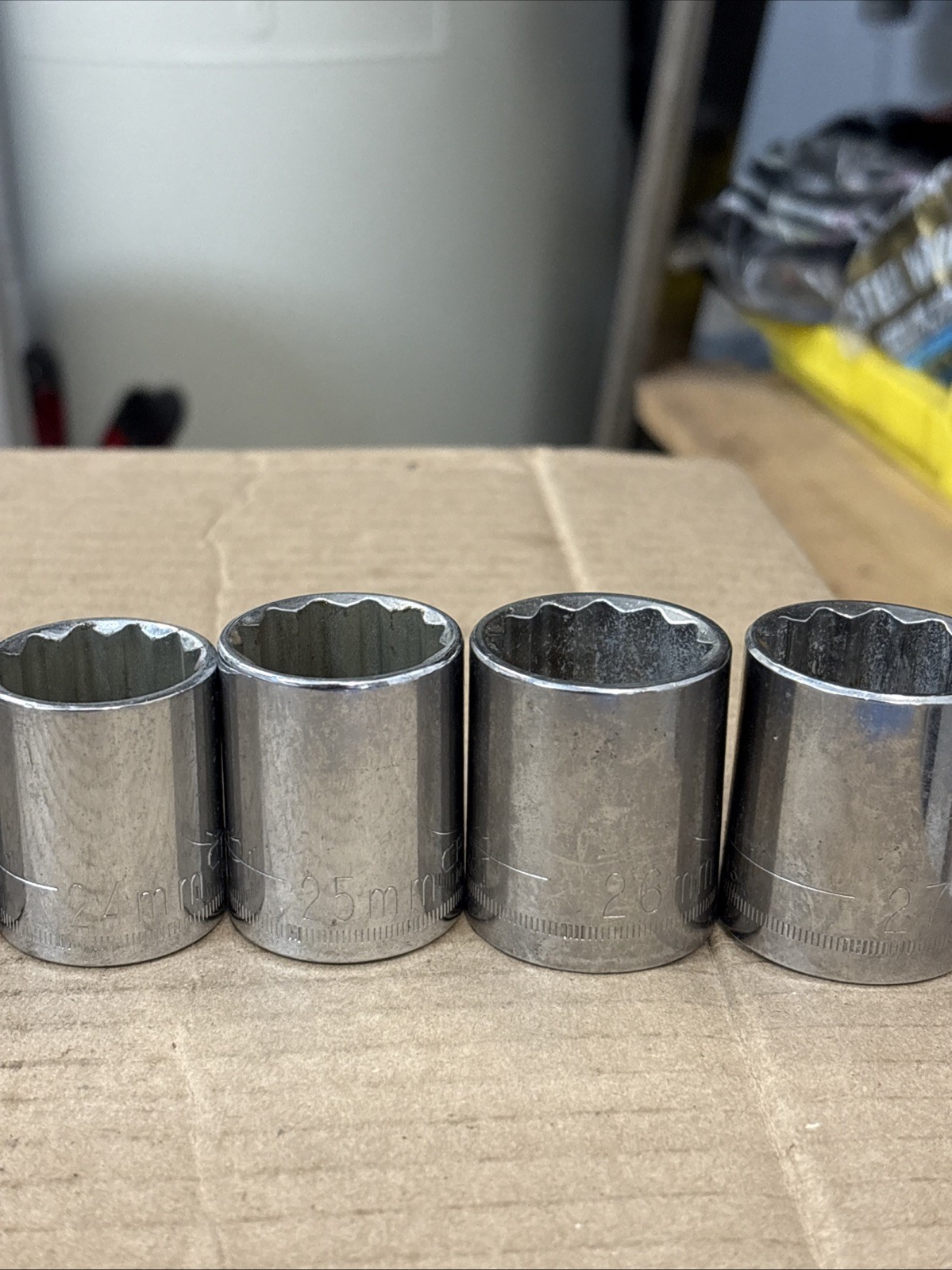 Vtg CRAFTSMAN 17pc 1/2 Drive Metric Socket Set 11-27 12pt (13mm 6Pt) USA No Skip