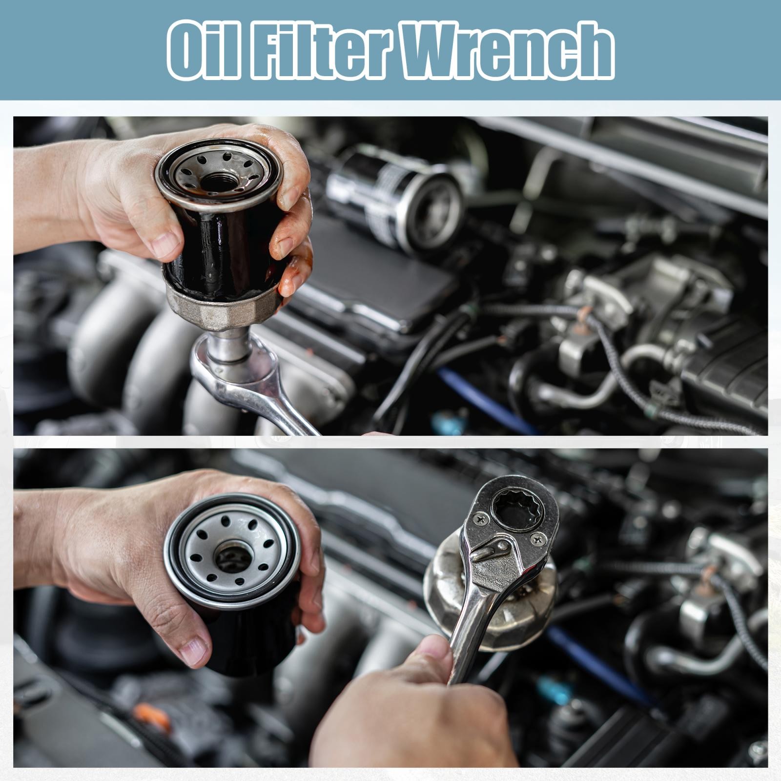 Oil Filter Wrench 14 Flutes 6 Slots 64.5mm Oil Filter Cap for Toyota Silver Tone