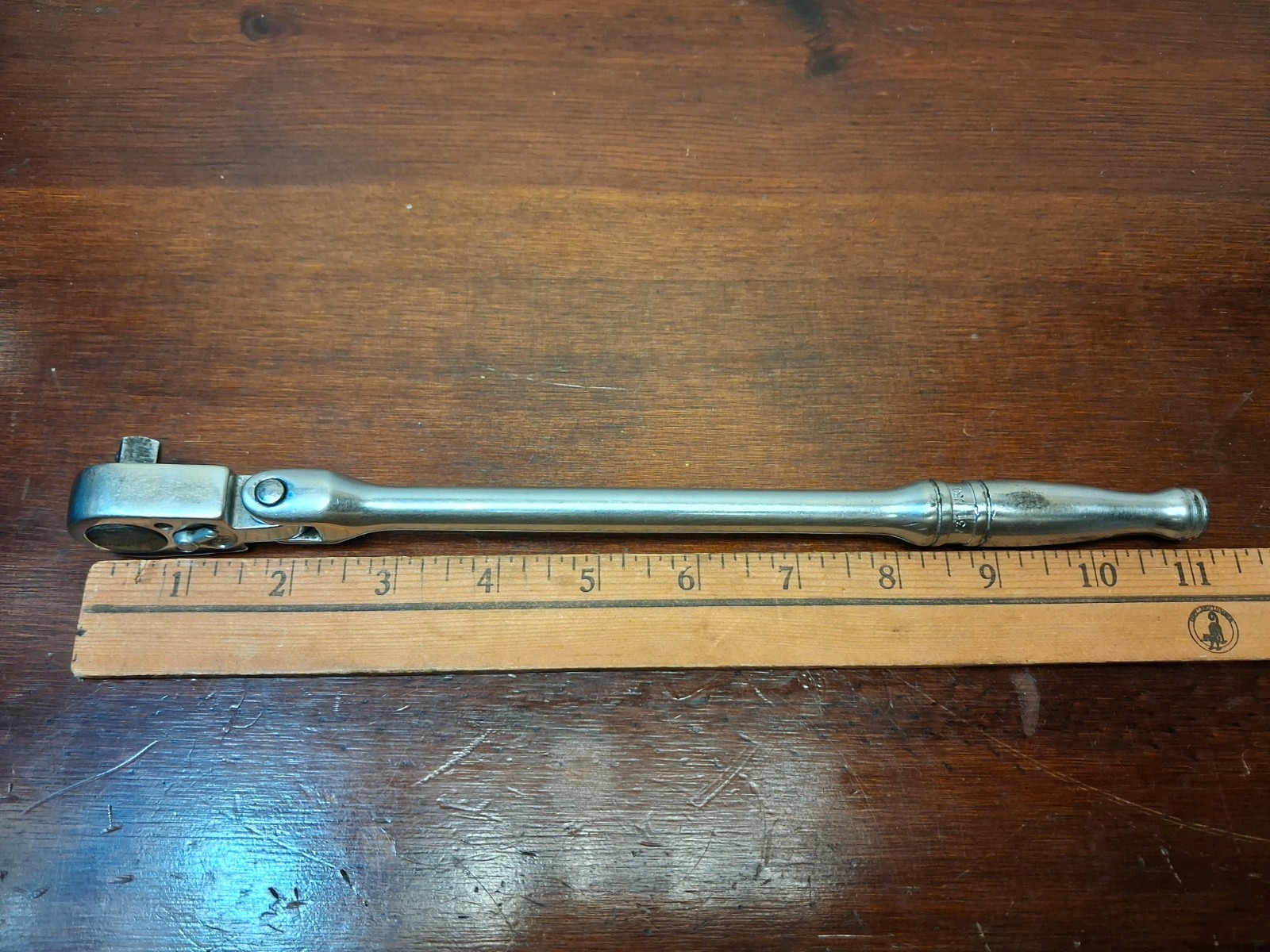 Snap On F731 3/8″ Drive Flex Head Ratchet USA 11″ Long Chrome Vintage USA 🇺🇸