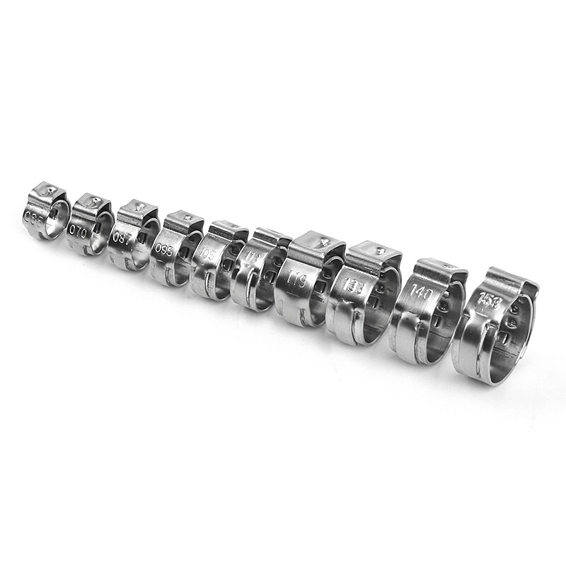 130/100 Hose Clamp Single Ear Stainless Steel Clip Crimp Air Water Fuel Pipe Set