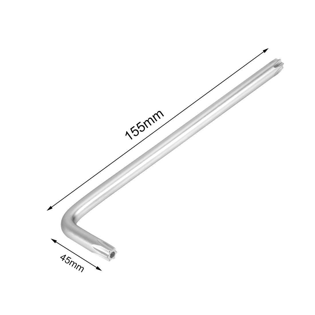 Long Tamper Proof Torx Star Key Bit Wrench L-Shape Nickel Plated T45
