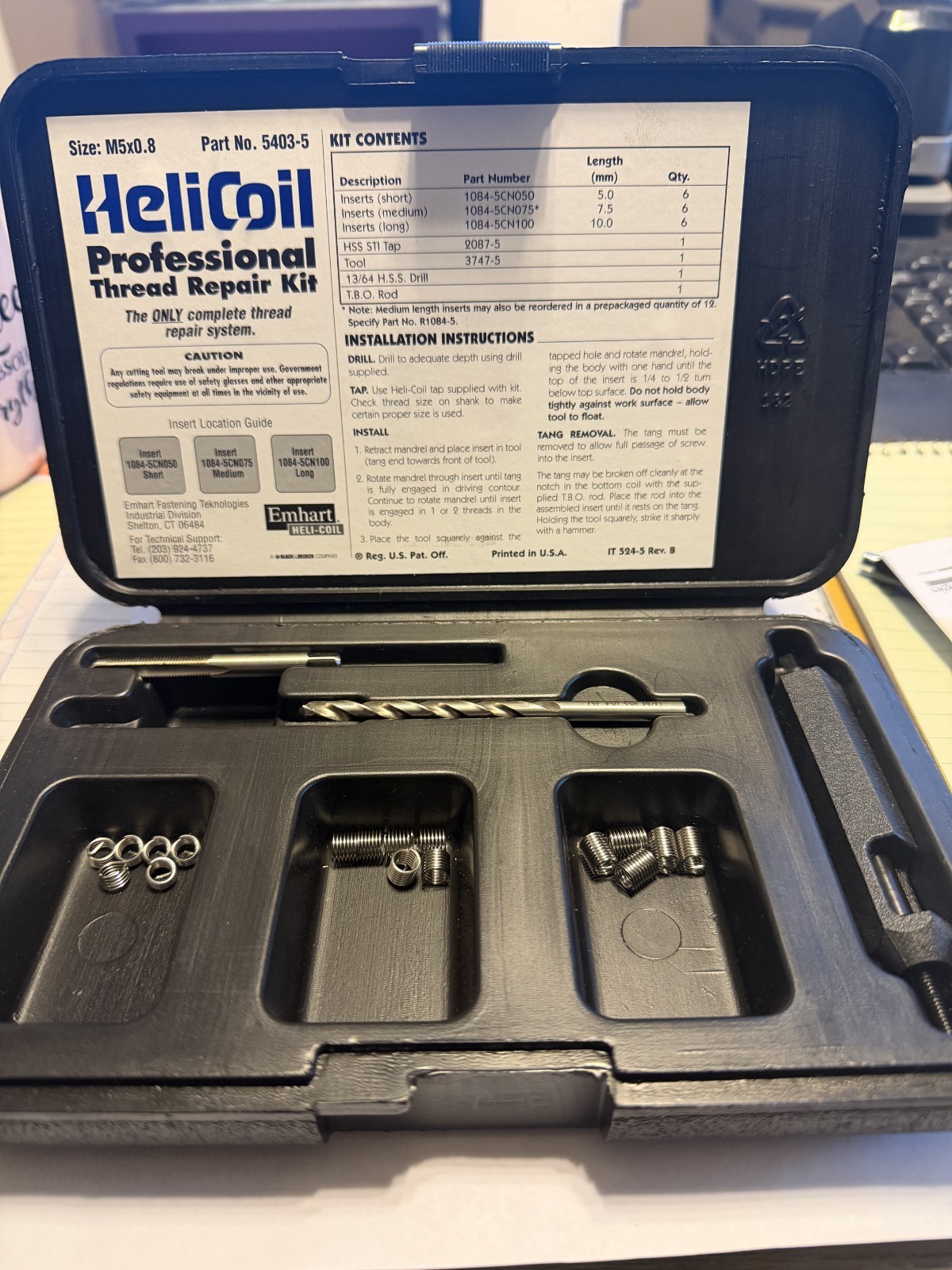 Helicoil Professional Thread Repair Kit M5X0.8 P/N 5403-5