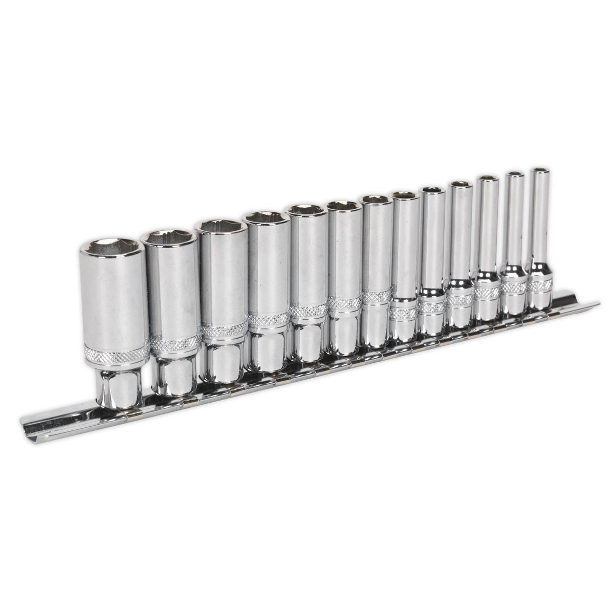 Sealey 13pc 1/4″ Dr Deep Lock On Socket Set 4-14mm up to 85% Rounded Nuts AK2747