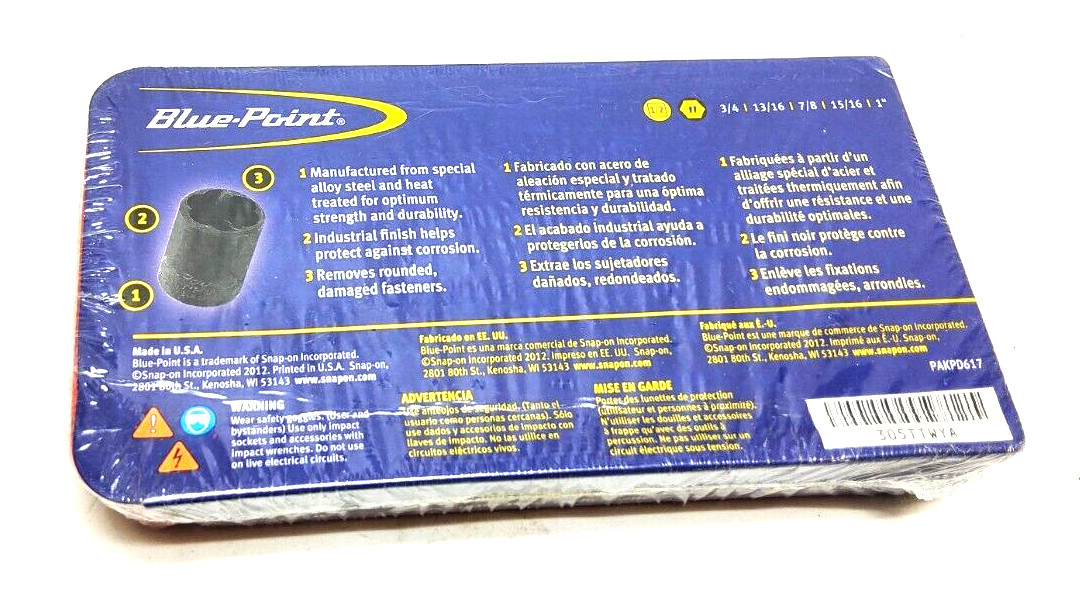 NEW Blue-point™ 305ttwya 3/4-1” Shallow Twist Impact Socket Set Sealed