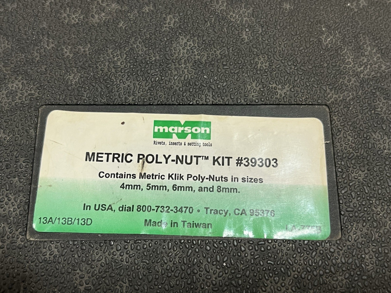 Marson 39303 Metric Steel Poly-Nut Rivet Nut Setter Installer Set M4 M5 M6 M8