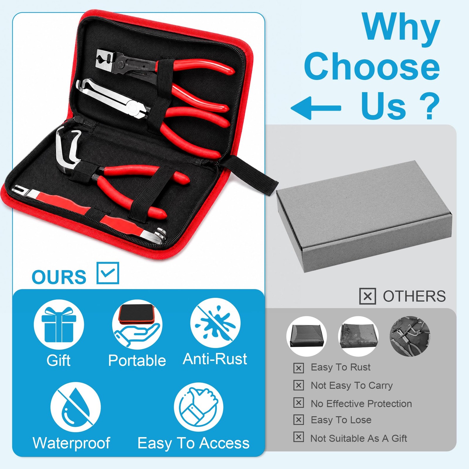 5PCS Electrical Disconnect Pliers Set, Automotive Red