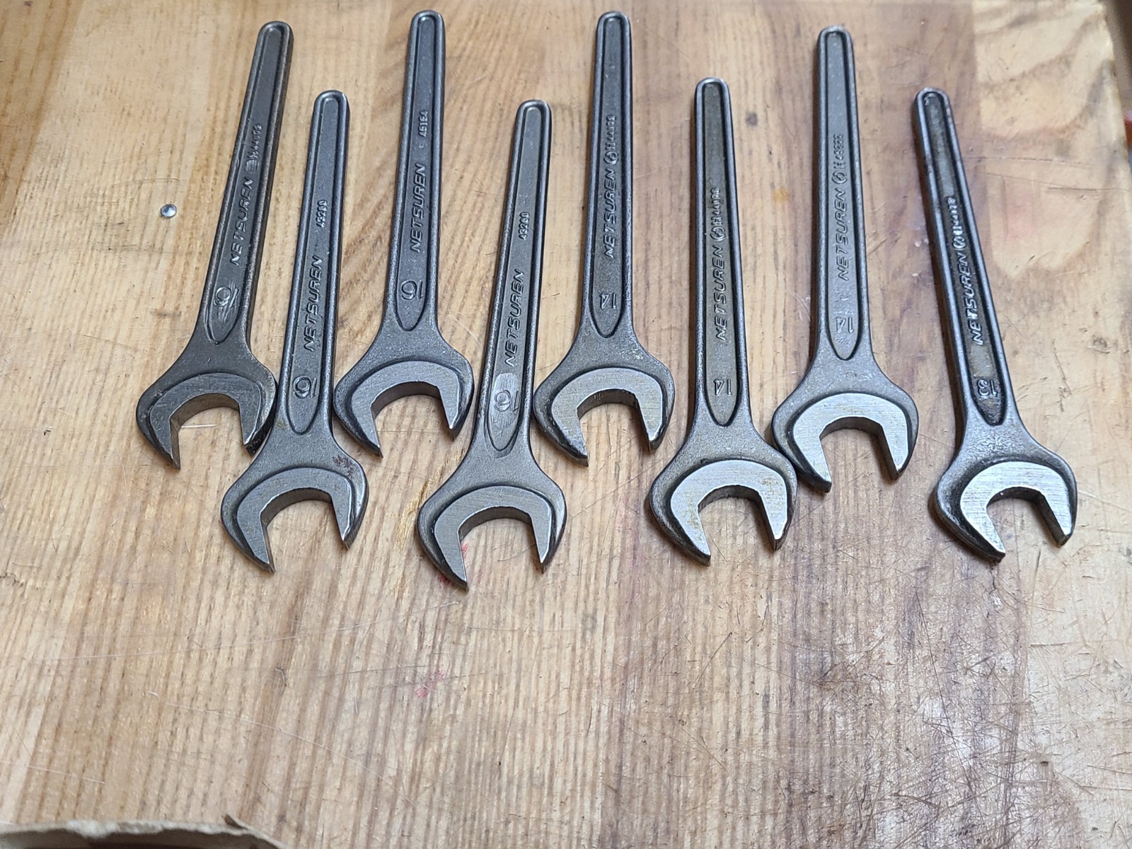 Netsuren Japan Wrench Spanner Lot of 8 Metric 13 14 16 mm Vintage Jis B 4630 NOS