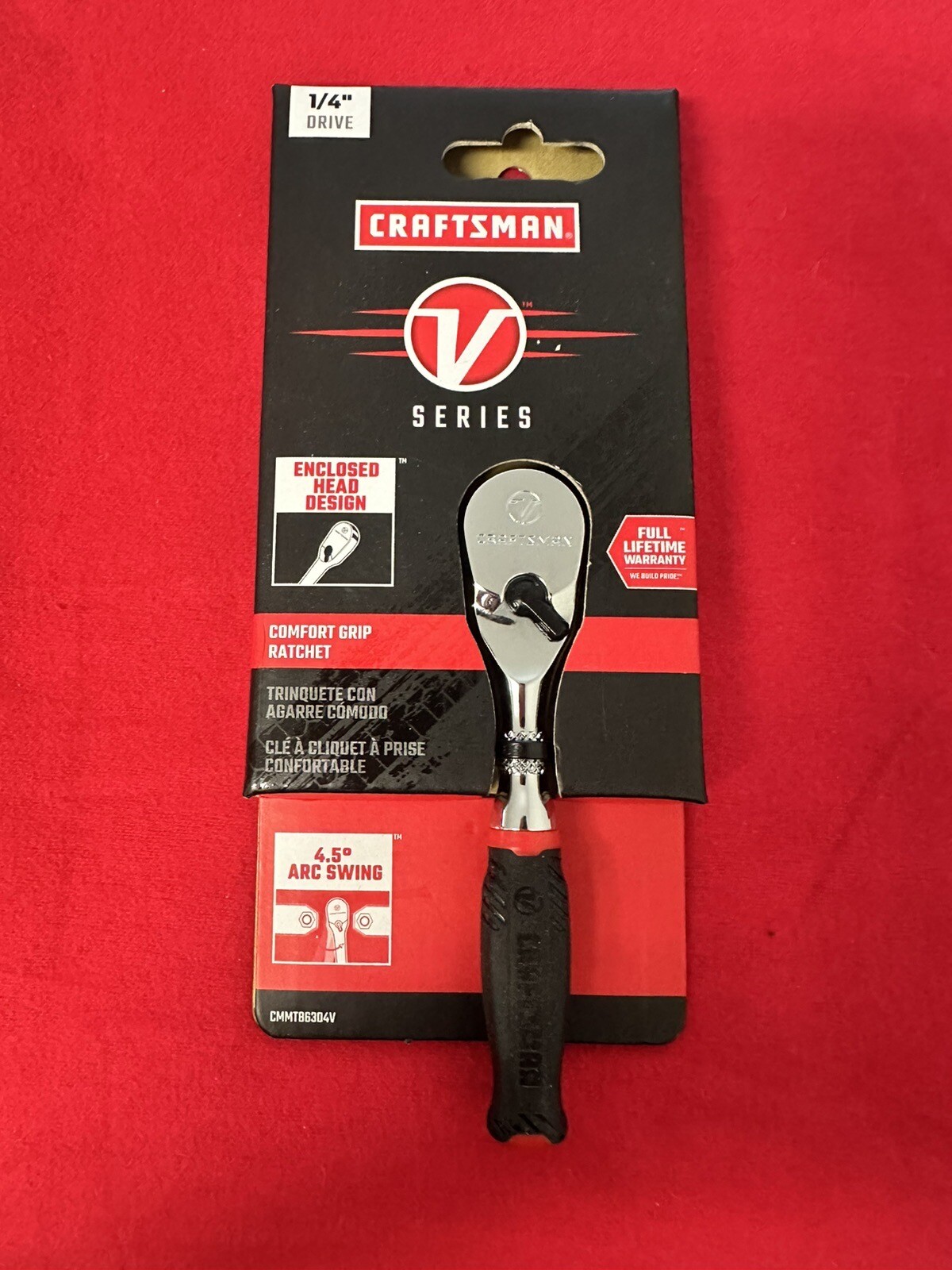 NEW CRAFTSMAN V-SERIES Ratchet 1/4 Inch Drive Comfort Grip (CMMT86304V)