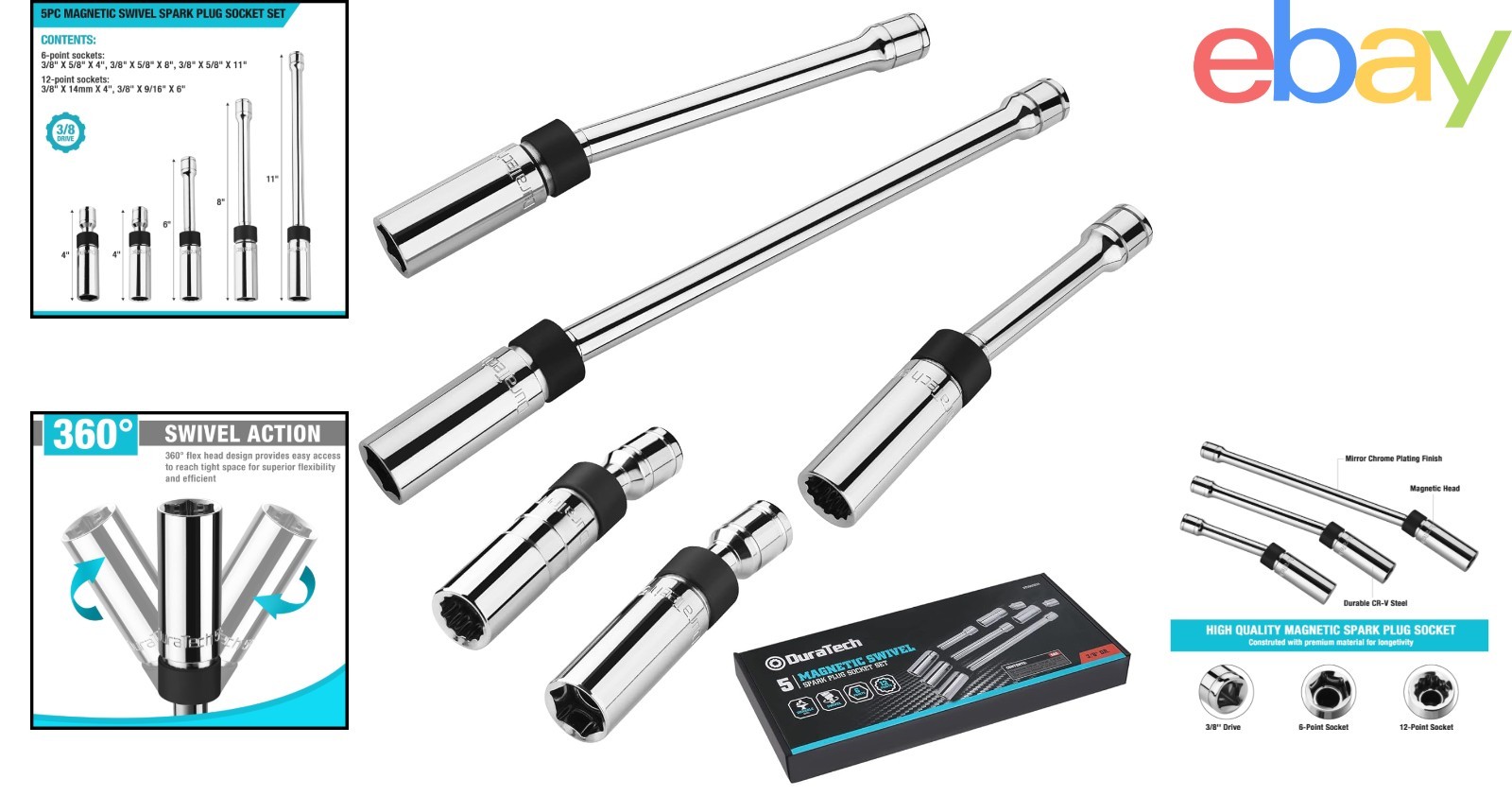 Magnetic Spark Plug Socket Set with Organized Storage and Easy Identification