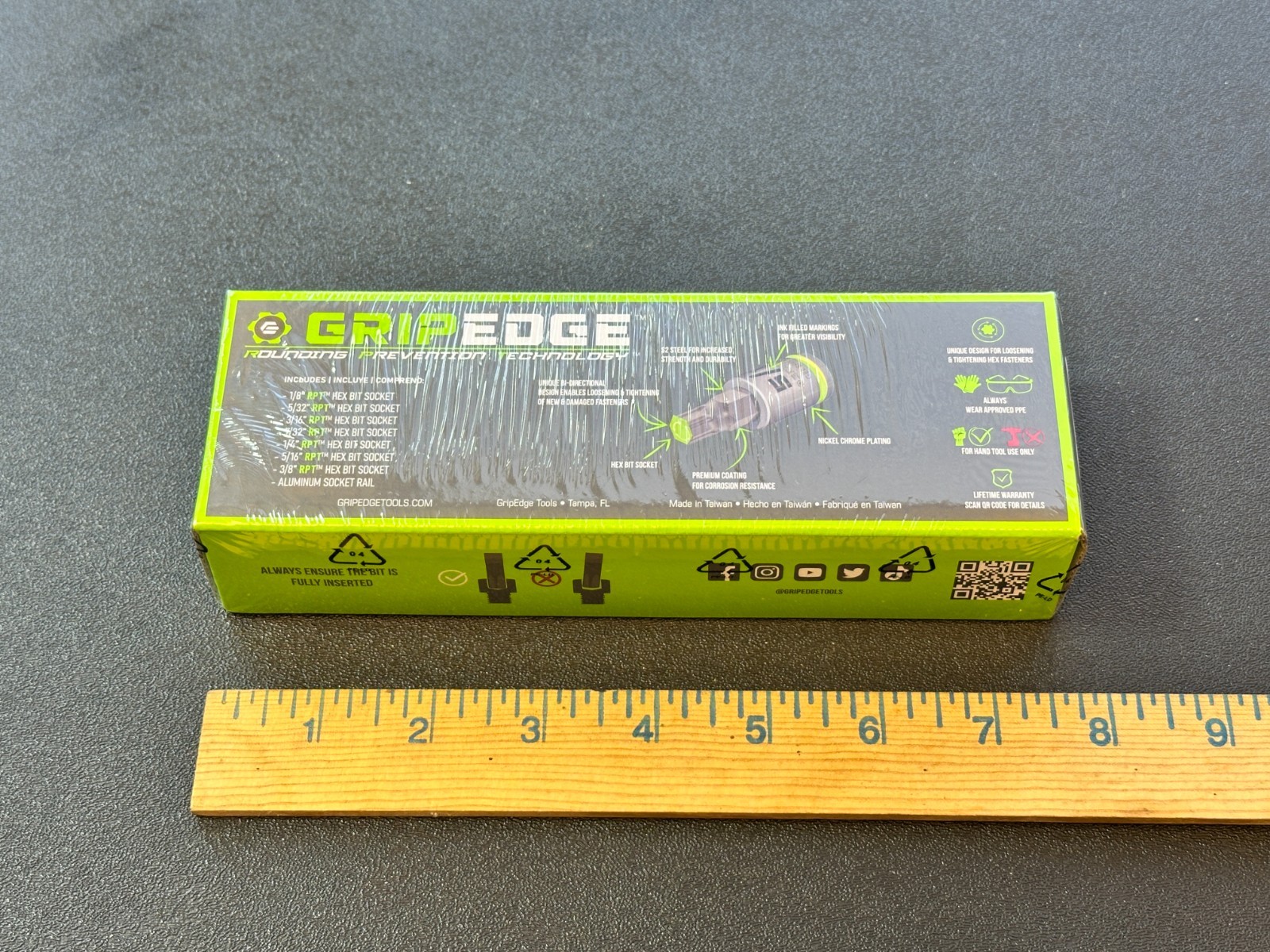 NEW GripEdge Tools 7pc 3/8 Drive Short SAE RPT Hex Driver Set GE7BSSHSRPT