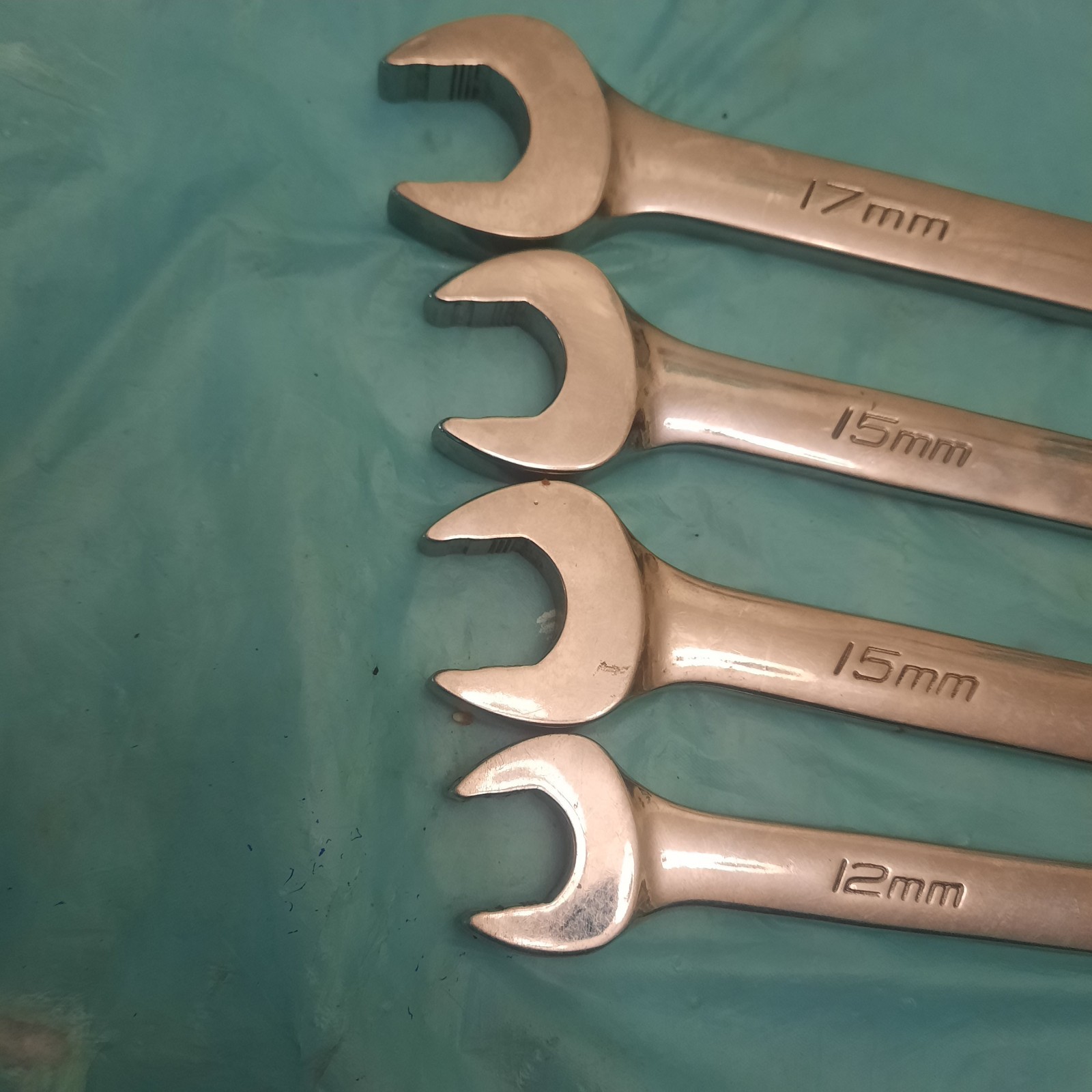 Snap-On SOEXM17, (2) SOEXM15, & SOEXM12 Flank-Drive Wrenches. 4 PC. USA.