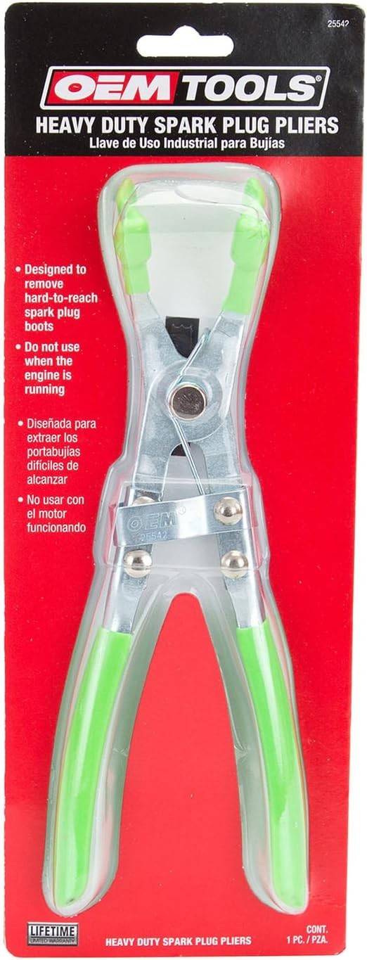 OEMTOOLS 25542 Spark Plug Boot Pliers, 45° Offset Jaws for Easy Green