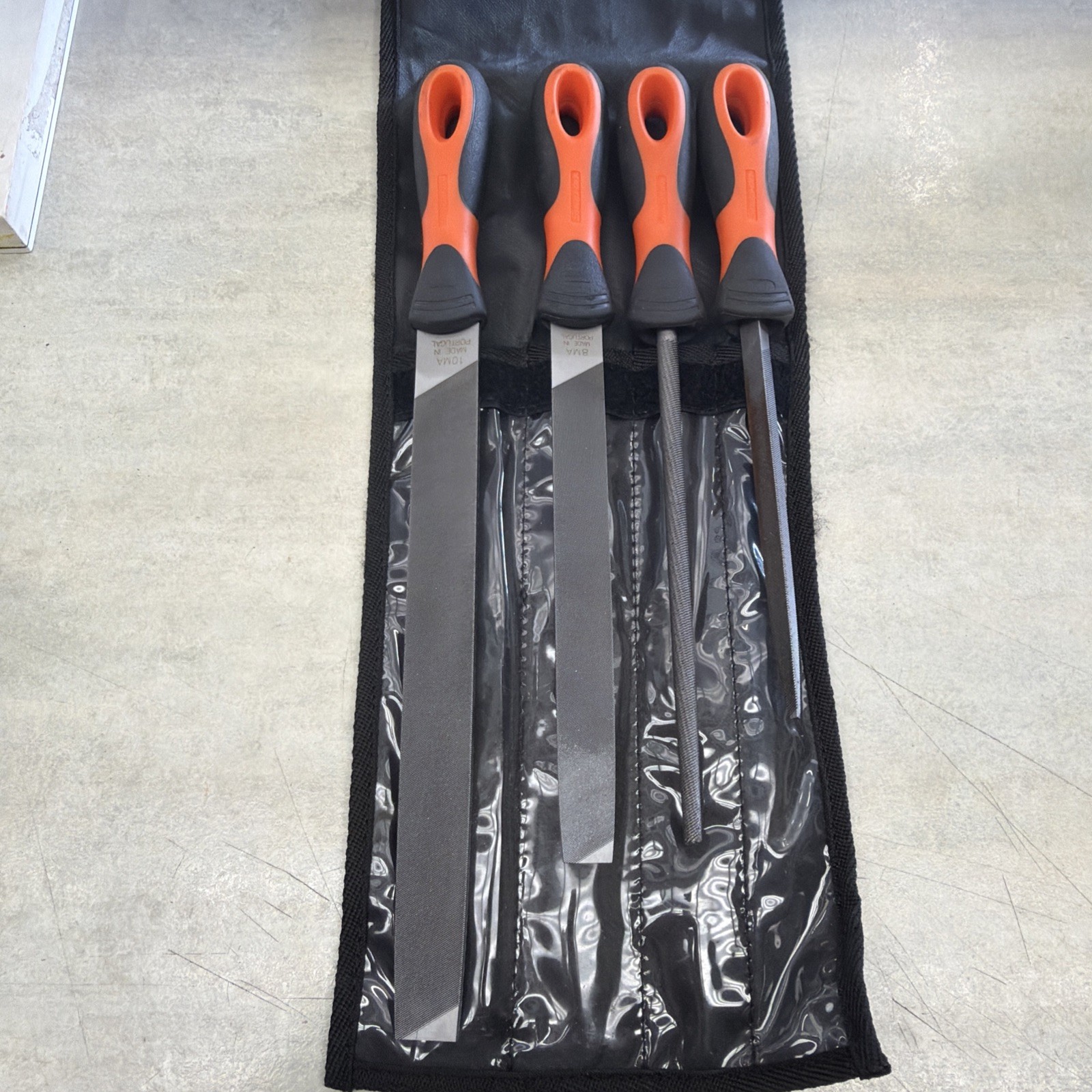 Snap-on Tools ORANGE 4pc Soft Grip Handle Mixed File Set SGFMX104O