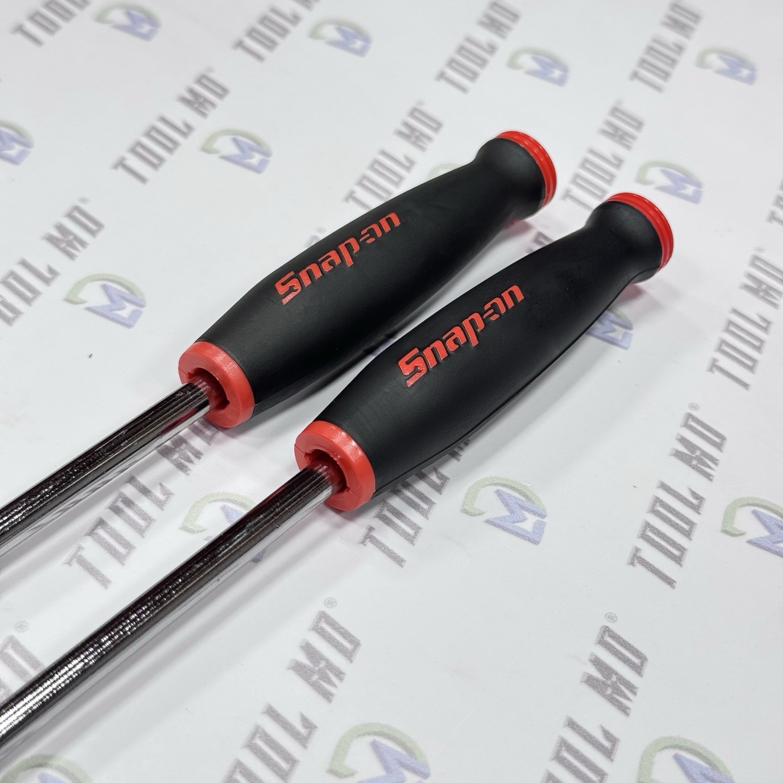 Snap-on Tools NEW 2pc CUSTOM 15″ RED Soft Grip Ratchet Handle Screwdriver Set