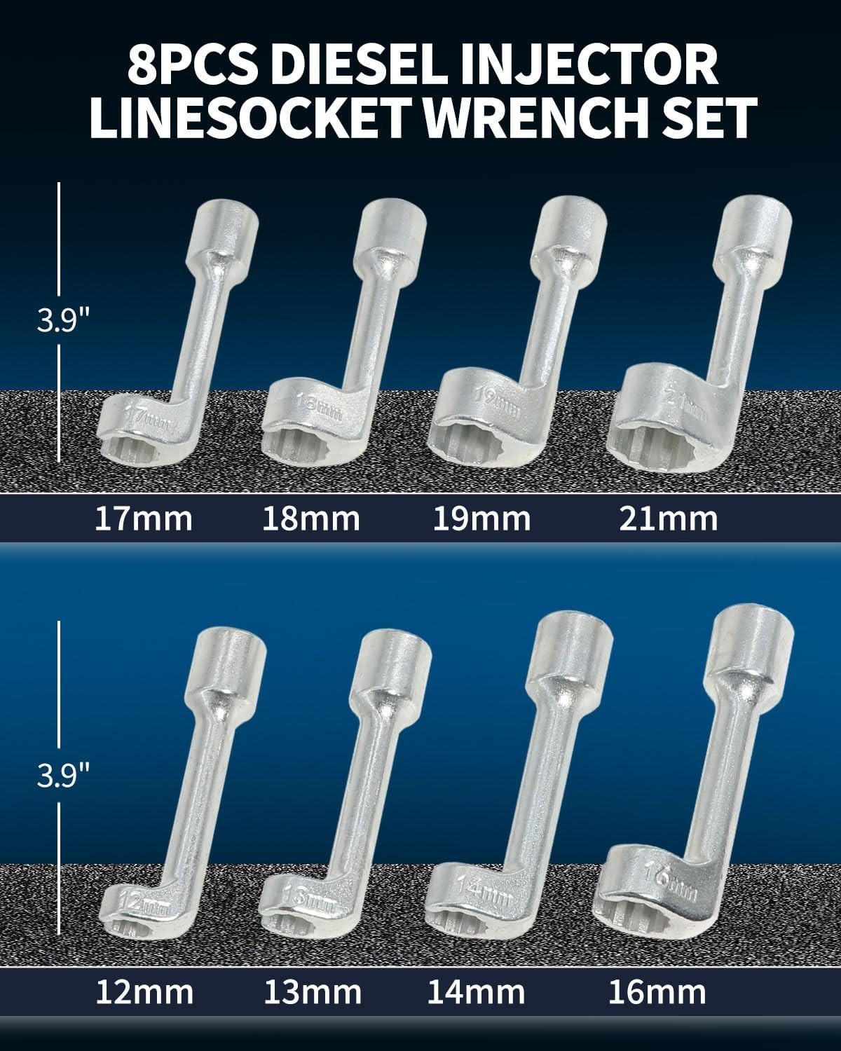 Professional 8pc Diesel Injector Wrench Set