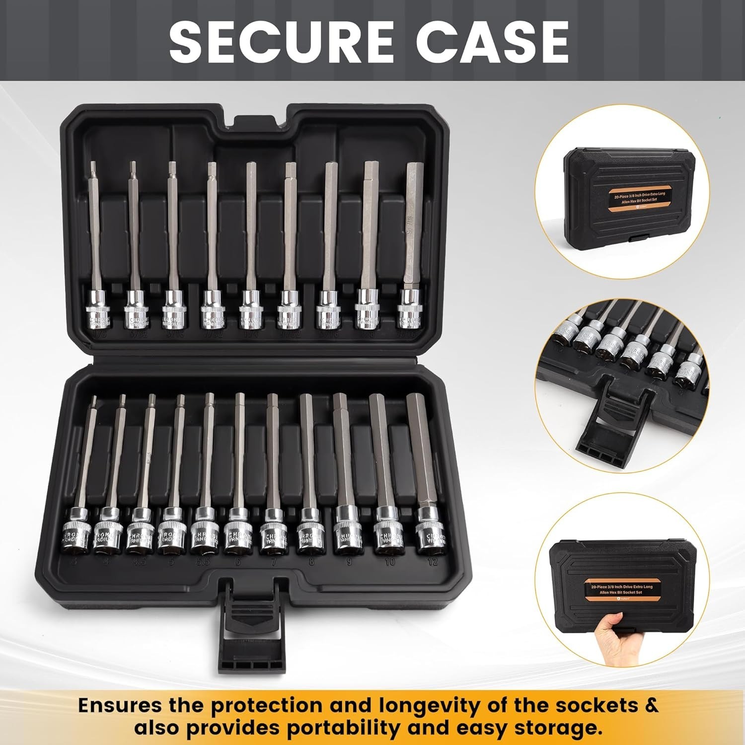 Metric & SAE Long Allen Socket Set – 3mm to 12mm