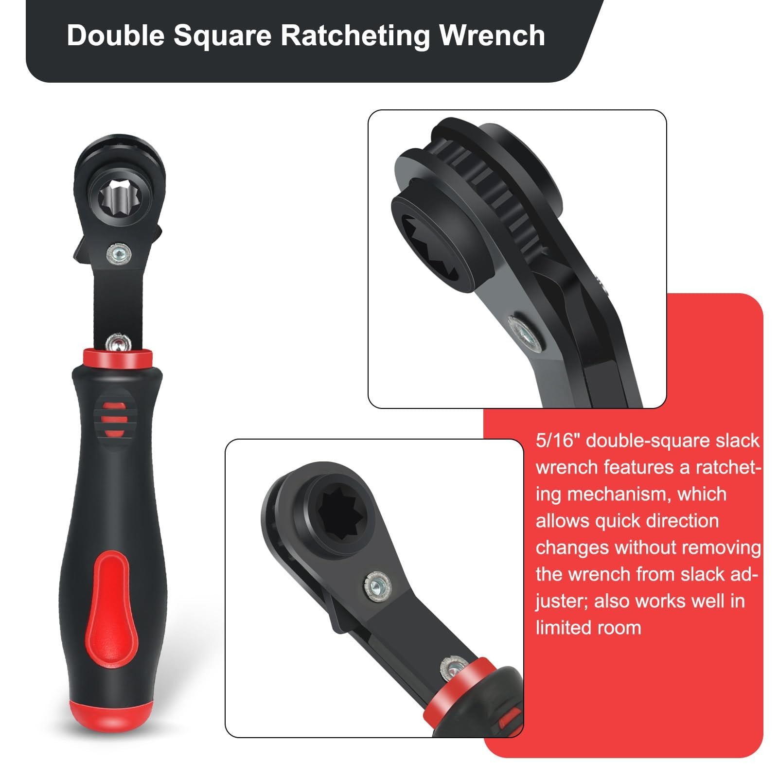 2 Pack Automatic Slack Adjuster Tools – 5/16″ Ratcheting Wrench for Air Brake Sy