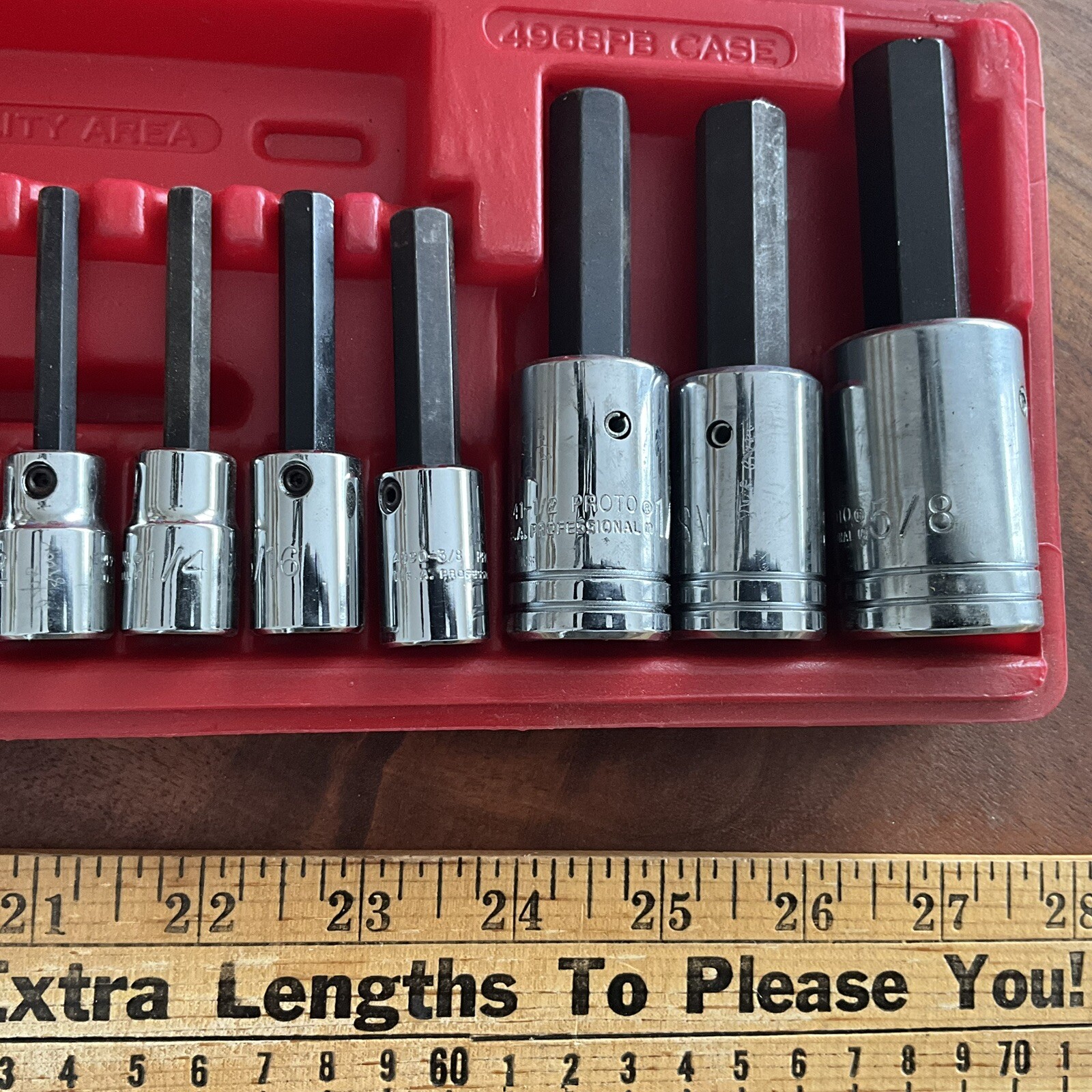 Proto Industrial Tools 10-Piece 1/8 & 5/8 Drive Hex Bit Set in 4968PB Case