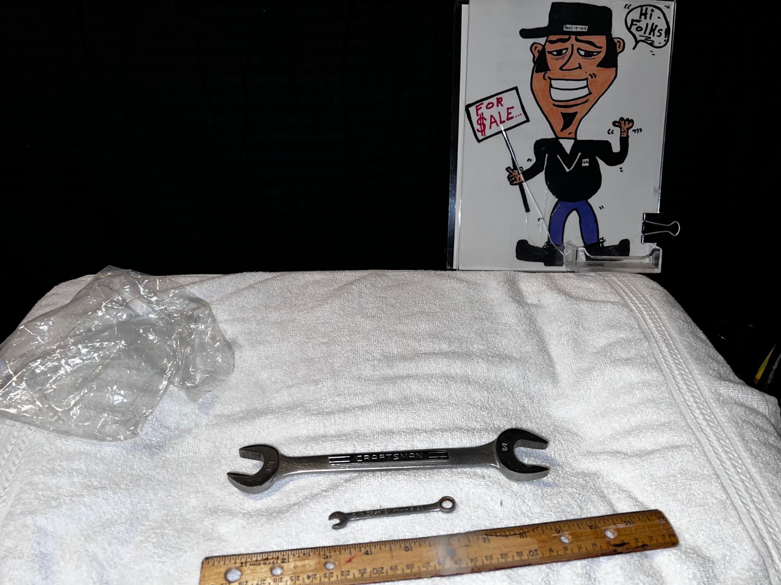 SEARS CRAFTSMAN USA 2 OPEN END WRENCHES 3/4, 7/8 & A SMALLER TYPE= 1/4, 9/32🙏