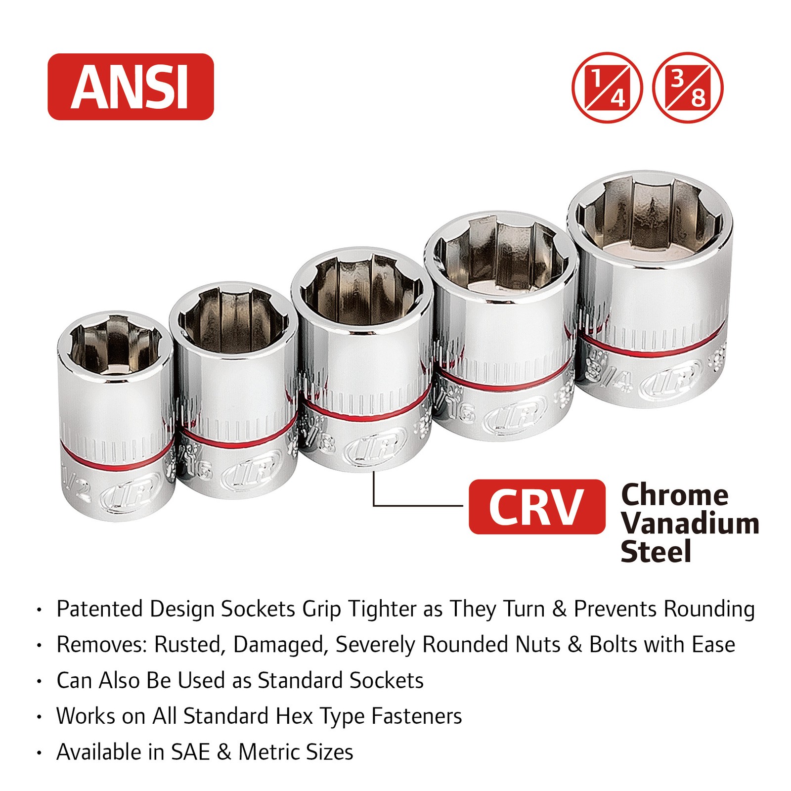 Ingersoll Rand 9 Piece Tech Solutions Metric Non-Slip Socket Set – 752039X
