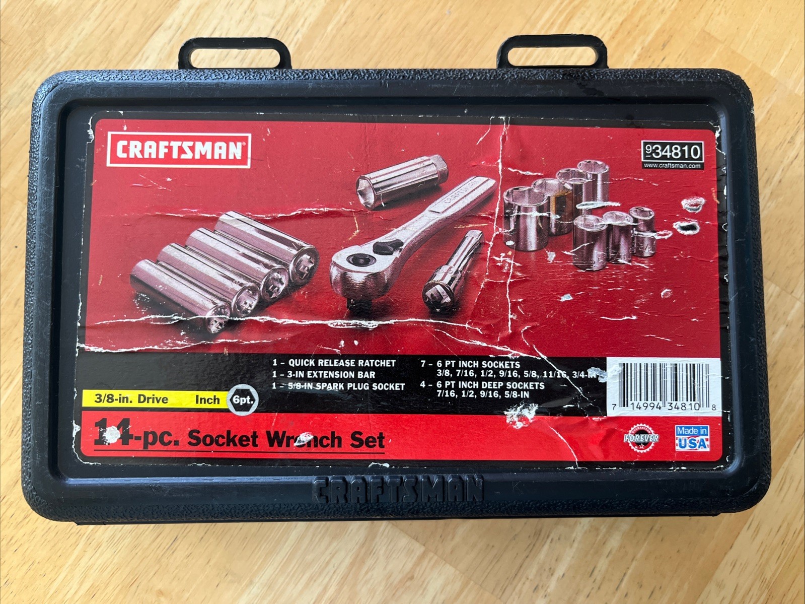 CRAFTSMAN 3/8” Drive 6 Point 34810 14 Pc Socket Wrench Set With Case Complete