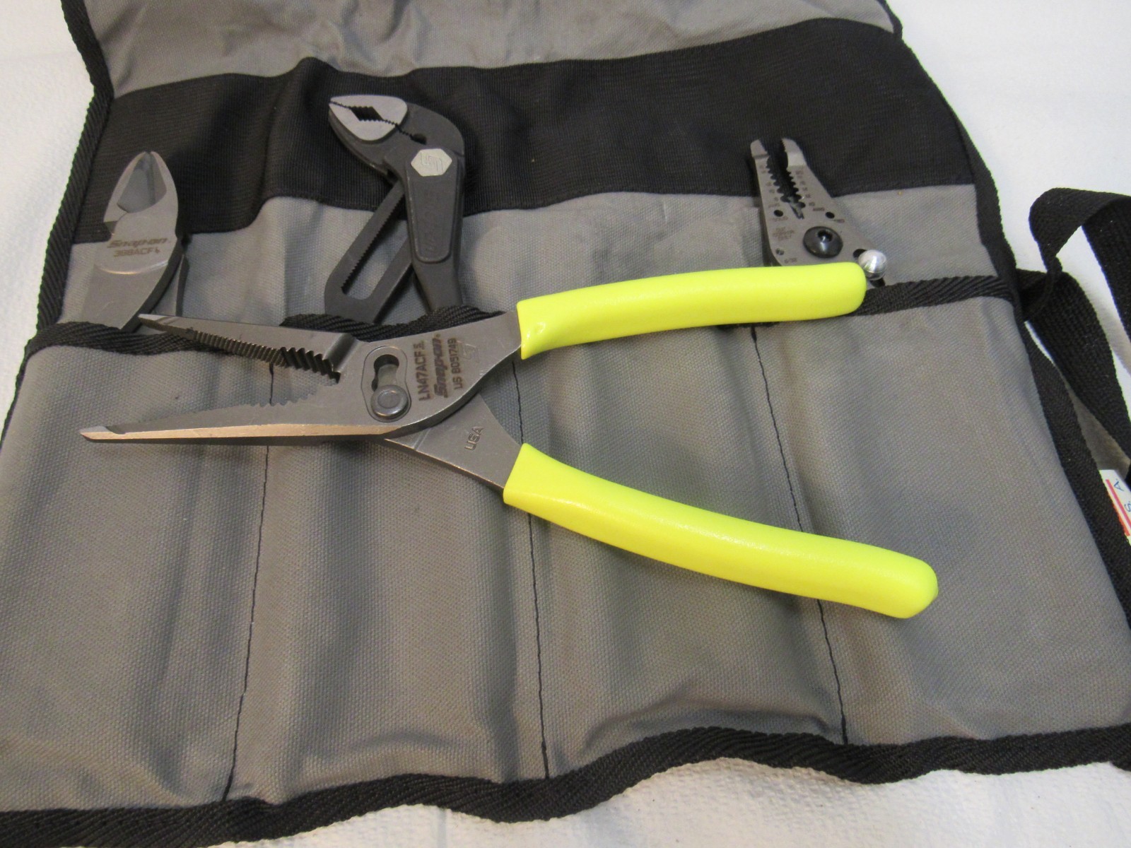 Snap On 4pc Plier Set 388ACF + PWCS9AF + LN47ACF +AWPBX10PL4TGKB1 High Vis Yello