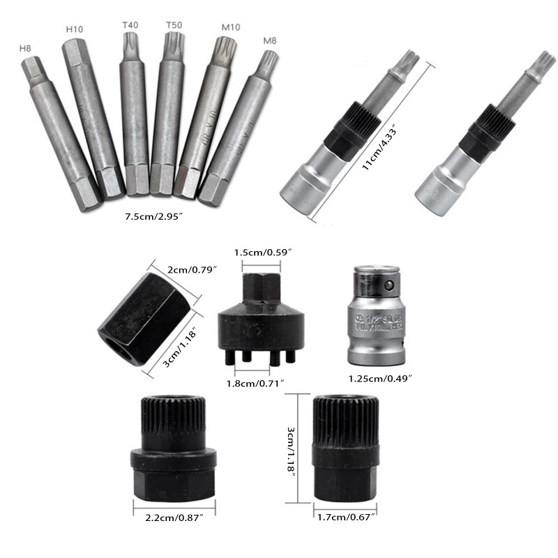 Alternator Removal Tool Set 13Pcs/Set Metal Alloy Alternator Freewheel Pulley