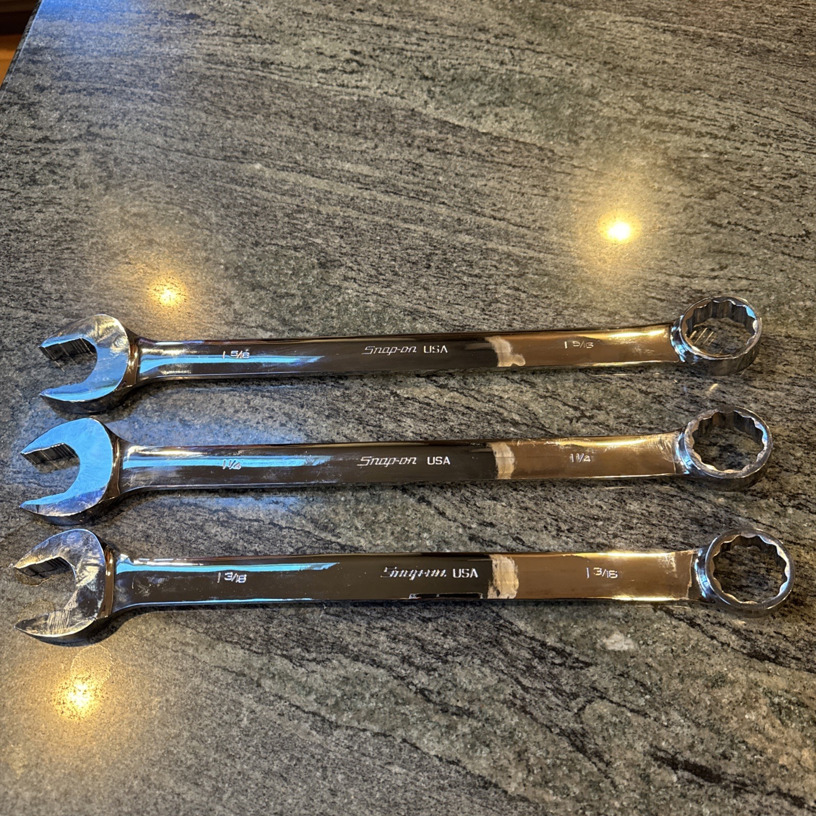 Snap-on soex703k1 3 pc sae flank drive plus 1-3/16-1-5/16” wrench set new