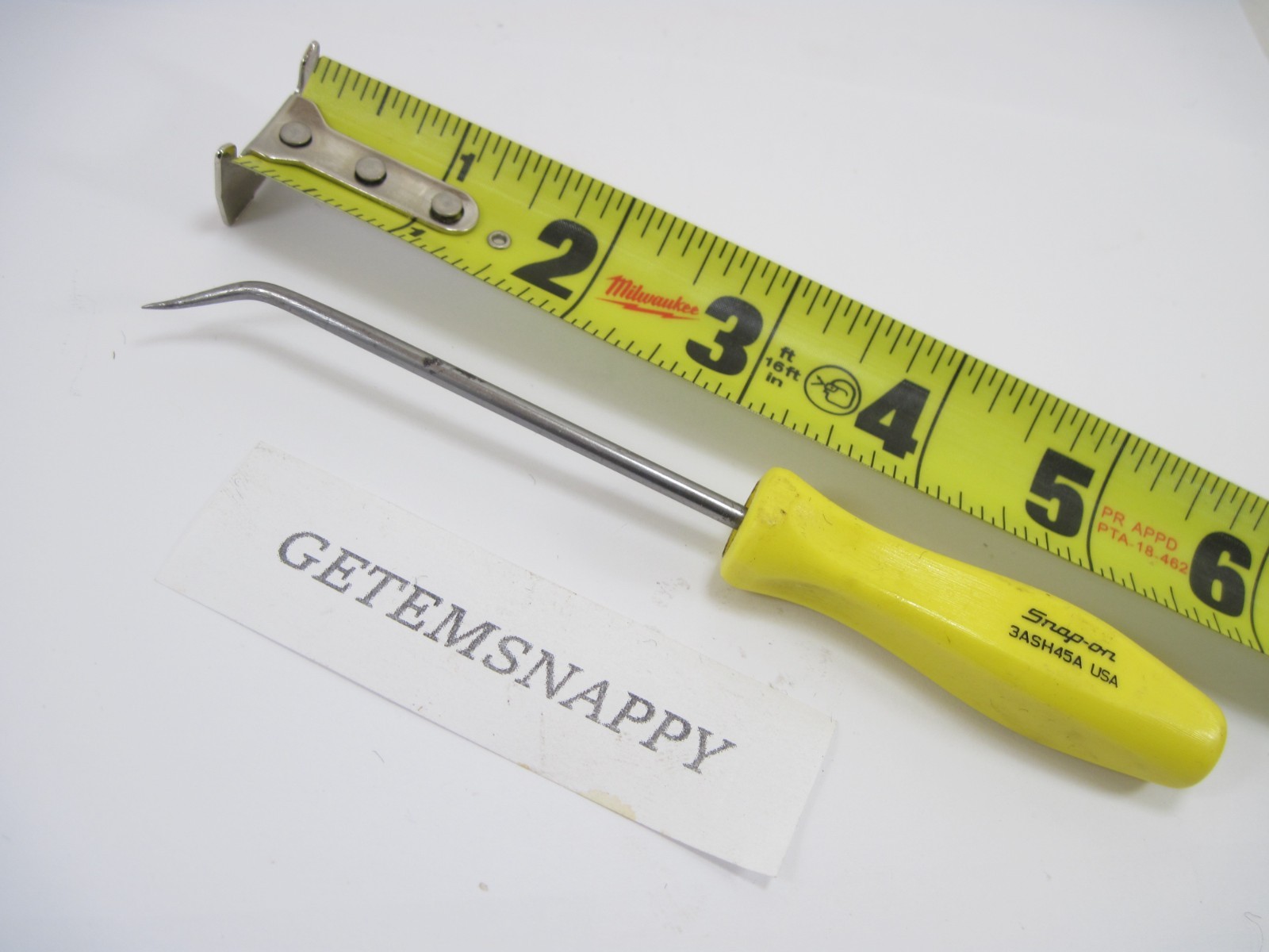 Snap On Mini Angle Pick Tool W/Yellow Hi-Viz Screwdriver Handle 3ASH45A NICE