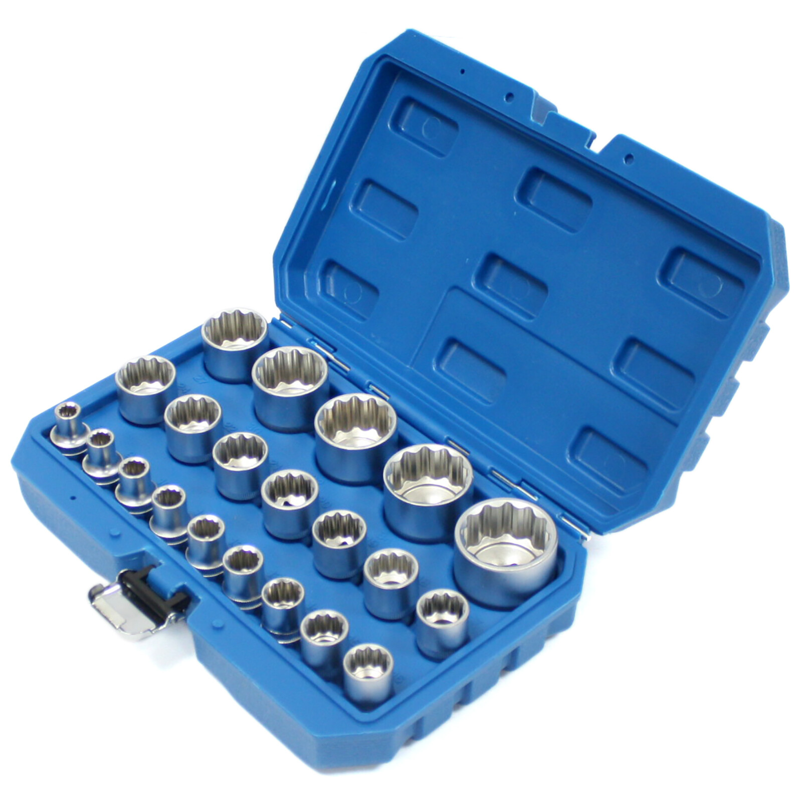 21pc Spline Socket Set 12 PT Point 1/2″ Dr Gear Wall Rounded 8 – 36mm Metric