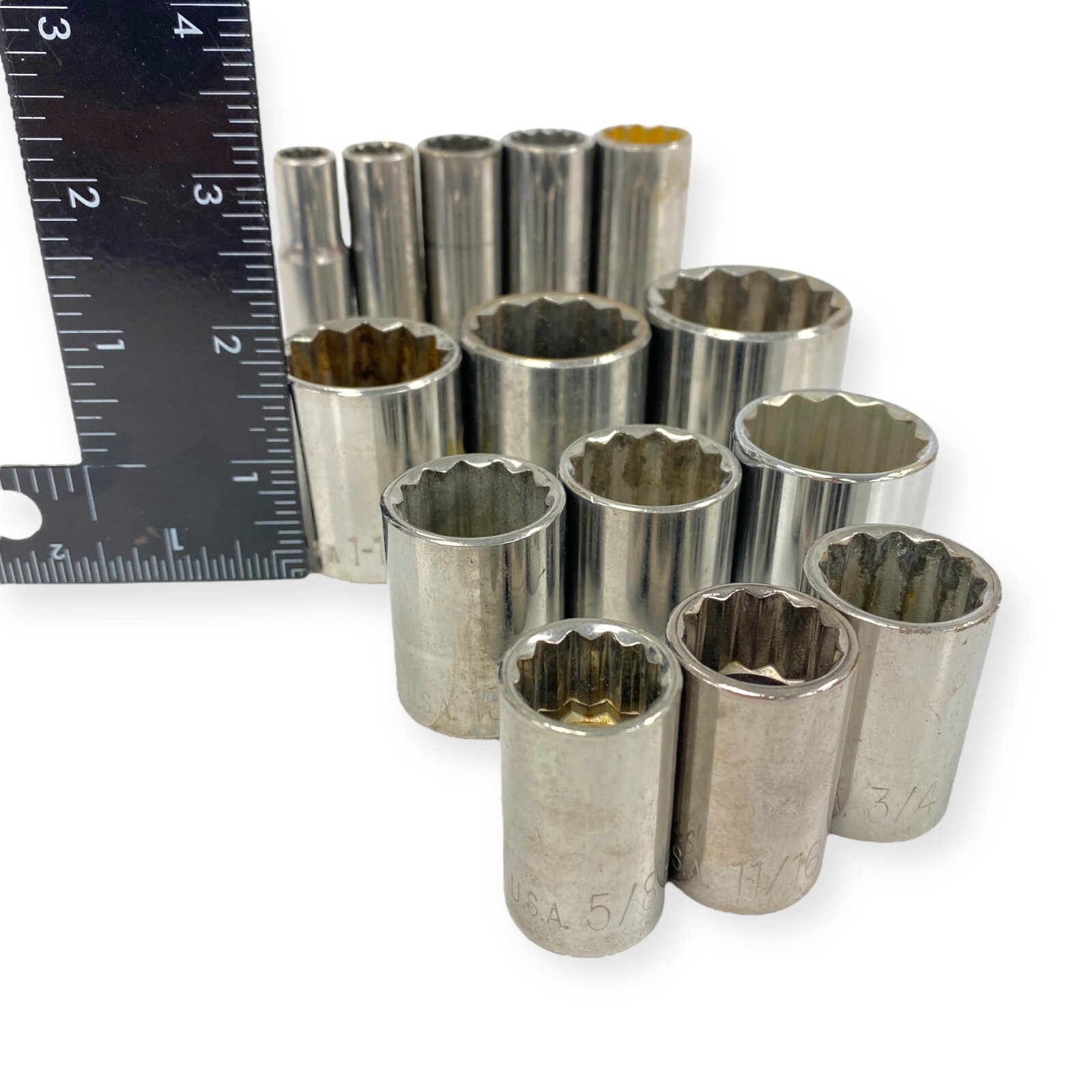 Allen 1/2 Drive 12 Pt Deep and Standard Socket Set 3/8 to 1-1/4 in Size, 14 pcs