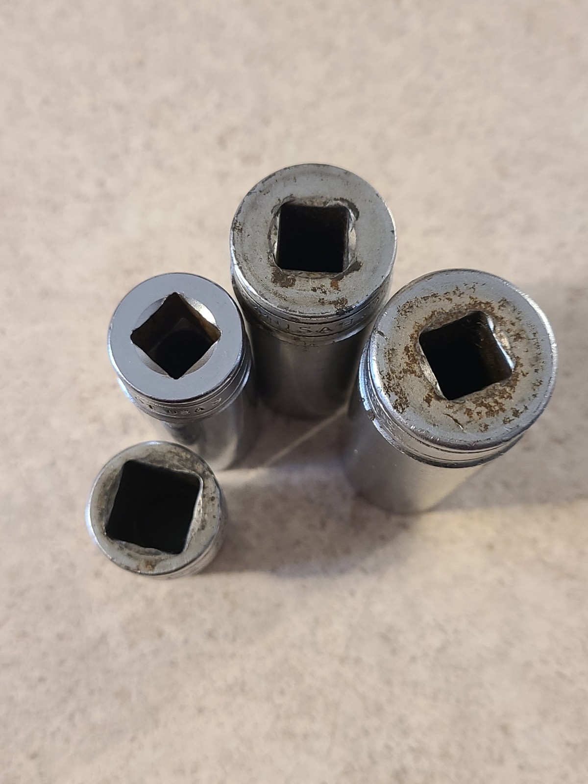 Lot Of Snap On 3/8” Drive Sockets SFS201, SFS241, SFS261, plus TW161 1/2″. Q22