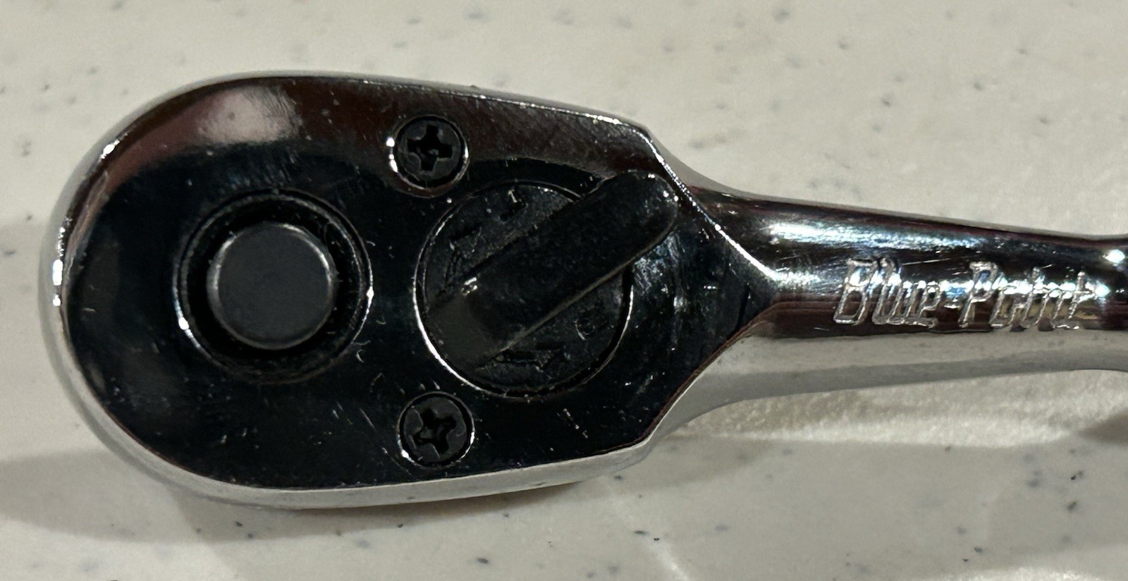 NOS. BLUE POINT BPRTR936 1/4” DRIVE QUICK RELEASE CHROME RATCHET