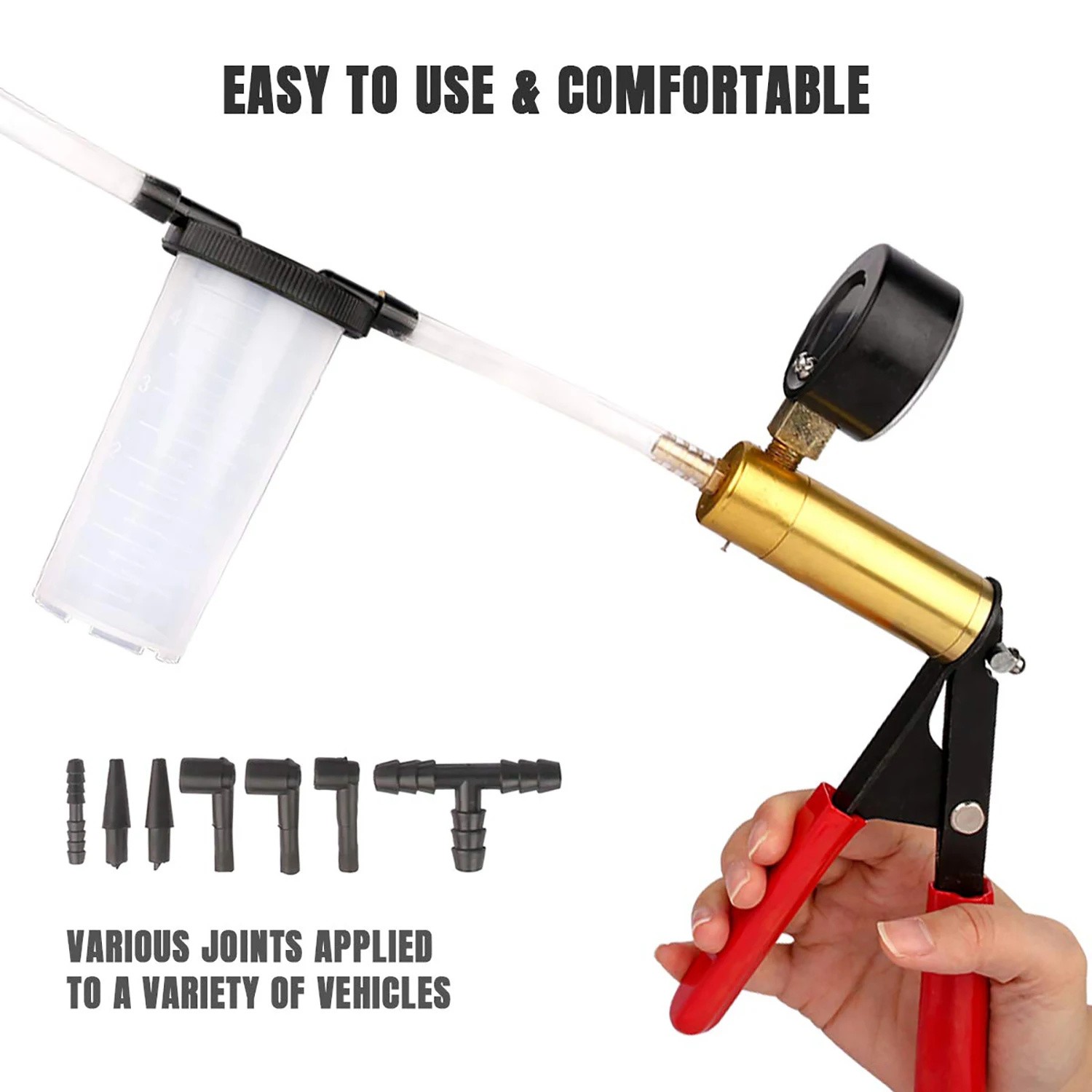 Manual Hand Vacuum Pump Car Pressure Tester Tool Brake Fluid Bleeder Bleeding