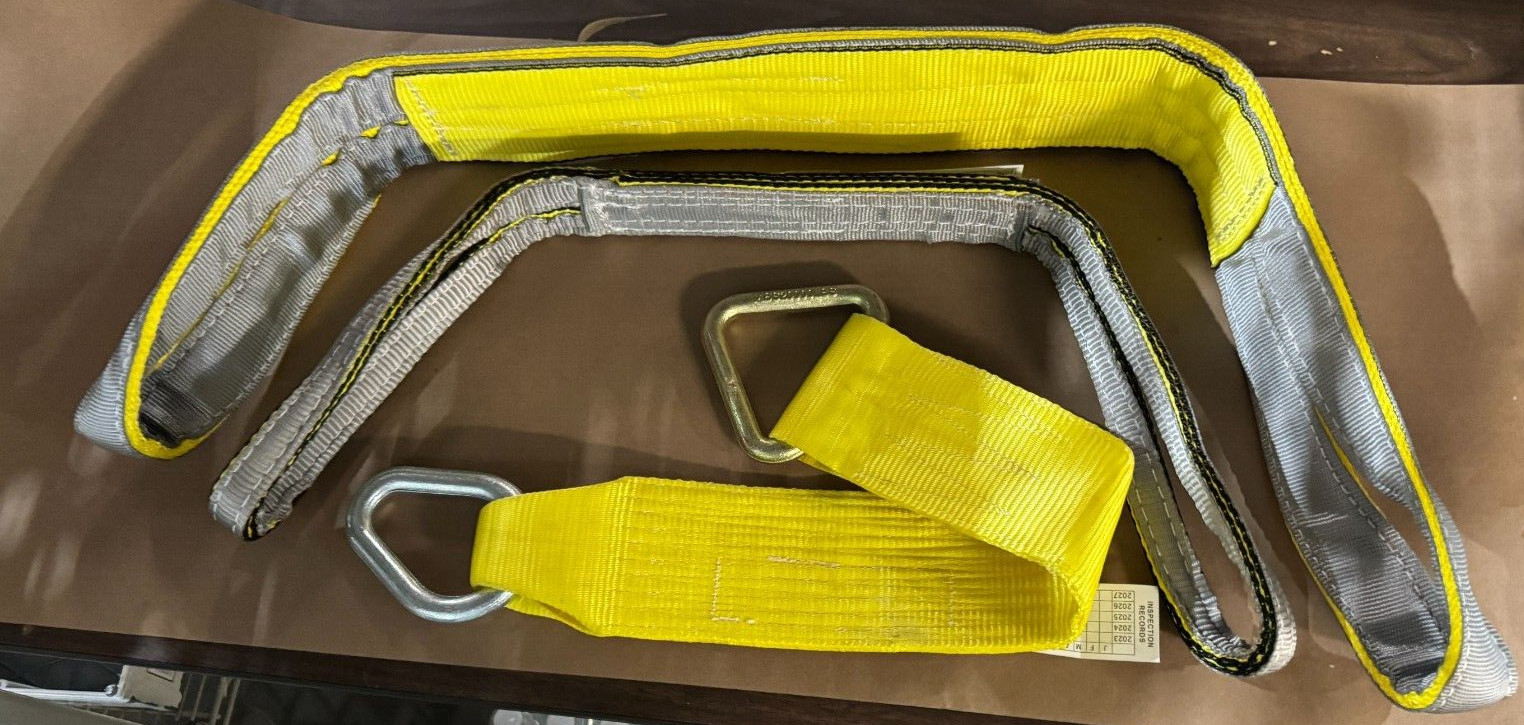 AUTO BODY PULLING SLING set 4×48 2×36 4X30 W/PEASR RINGS HEAVY DUTY BEST VALUE
