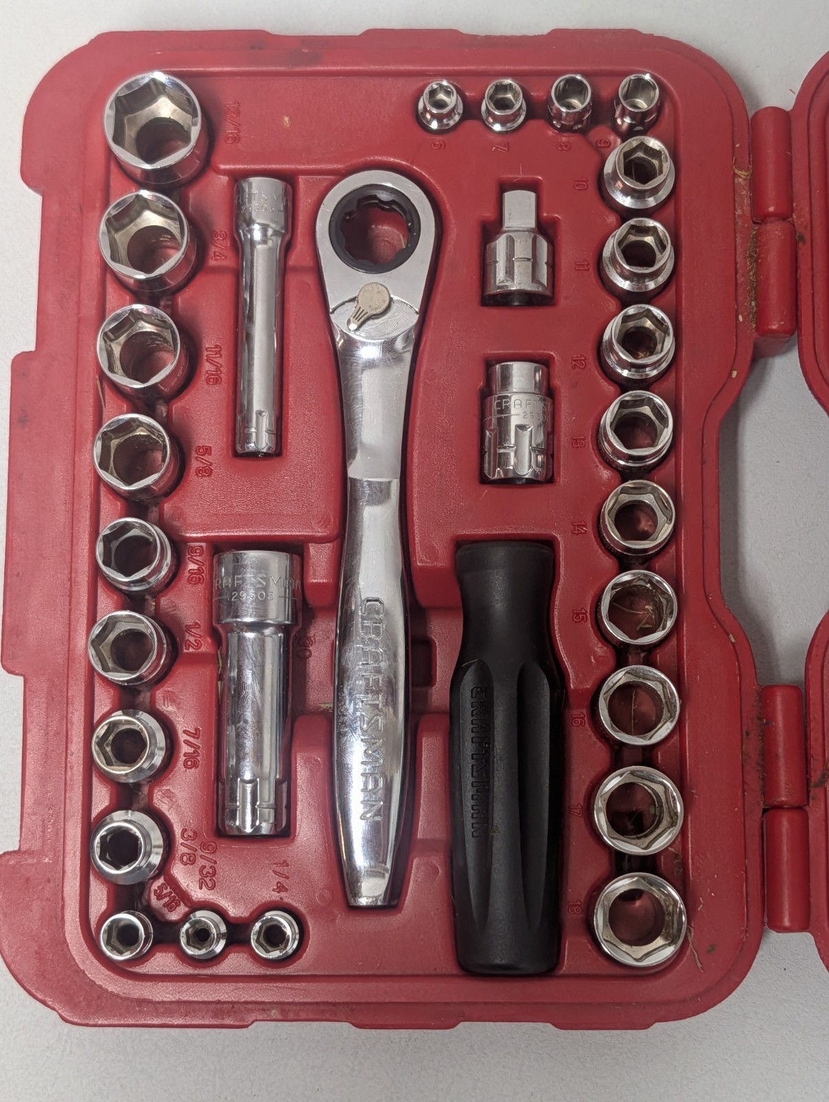 VTG Sears Craftsman 30pc Max Axess Socket Ratchet Tool Set Pass Thru Low Profile