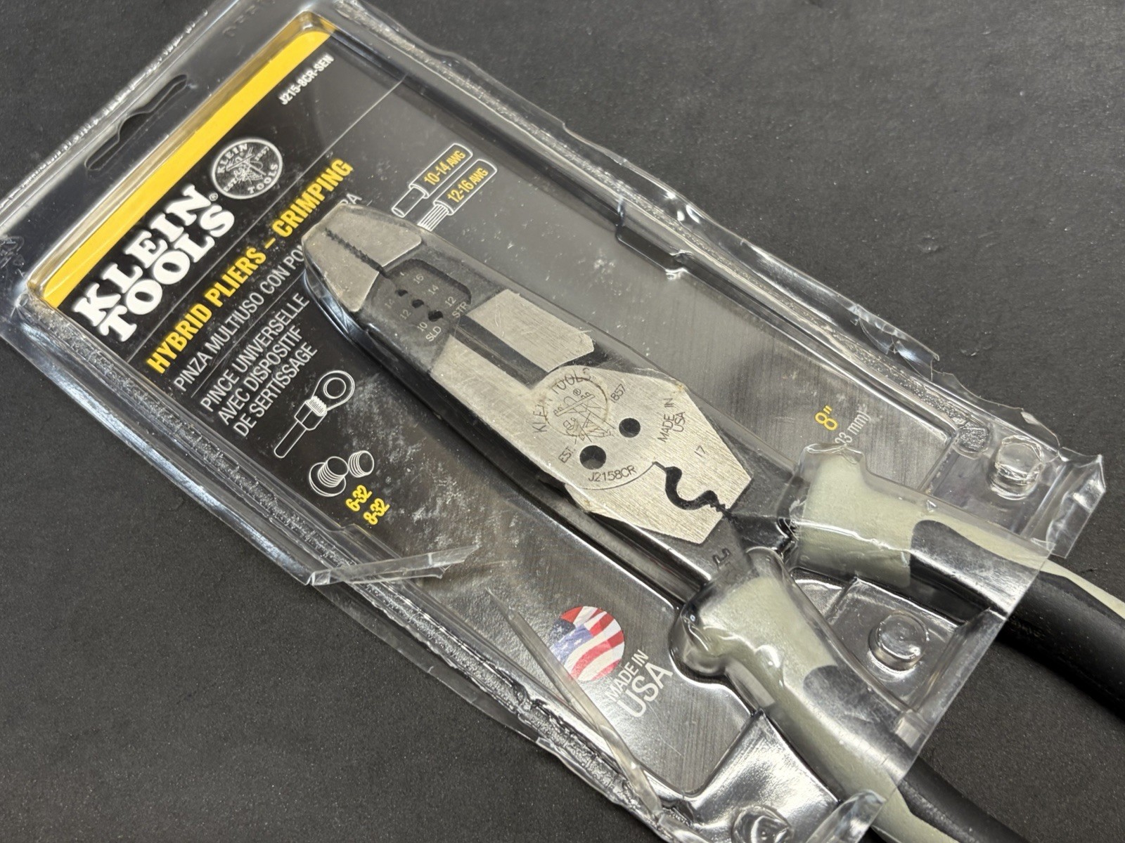 NEW! Klein Tools J215-8CR-SEN 8” Crimping Cutting Stripping Hybrid Pliers