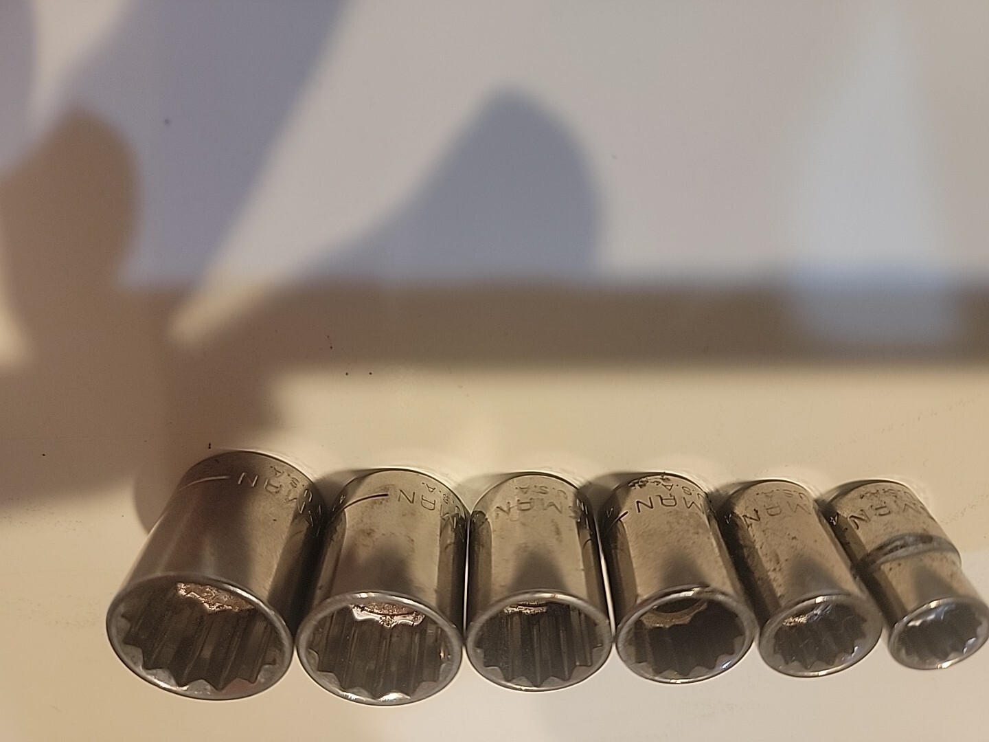 Vintage Craftsman SAE 6 Pc Socket Set 3/8″ Drive Made USA G2,G1 Standard 12 pt