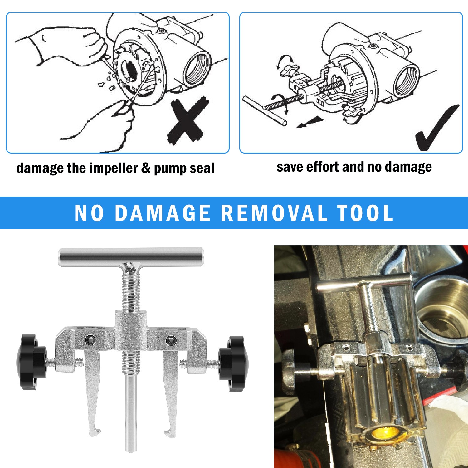 660040-1 Impeller Puller Removal for Jabsco Pump Impellers 2-1/4″ to 2-9/16″