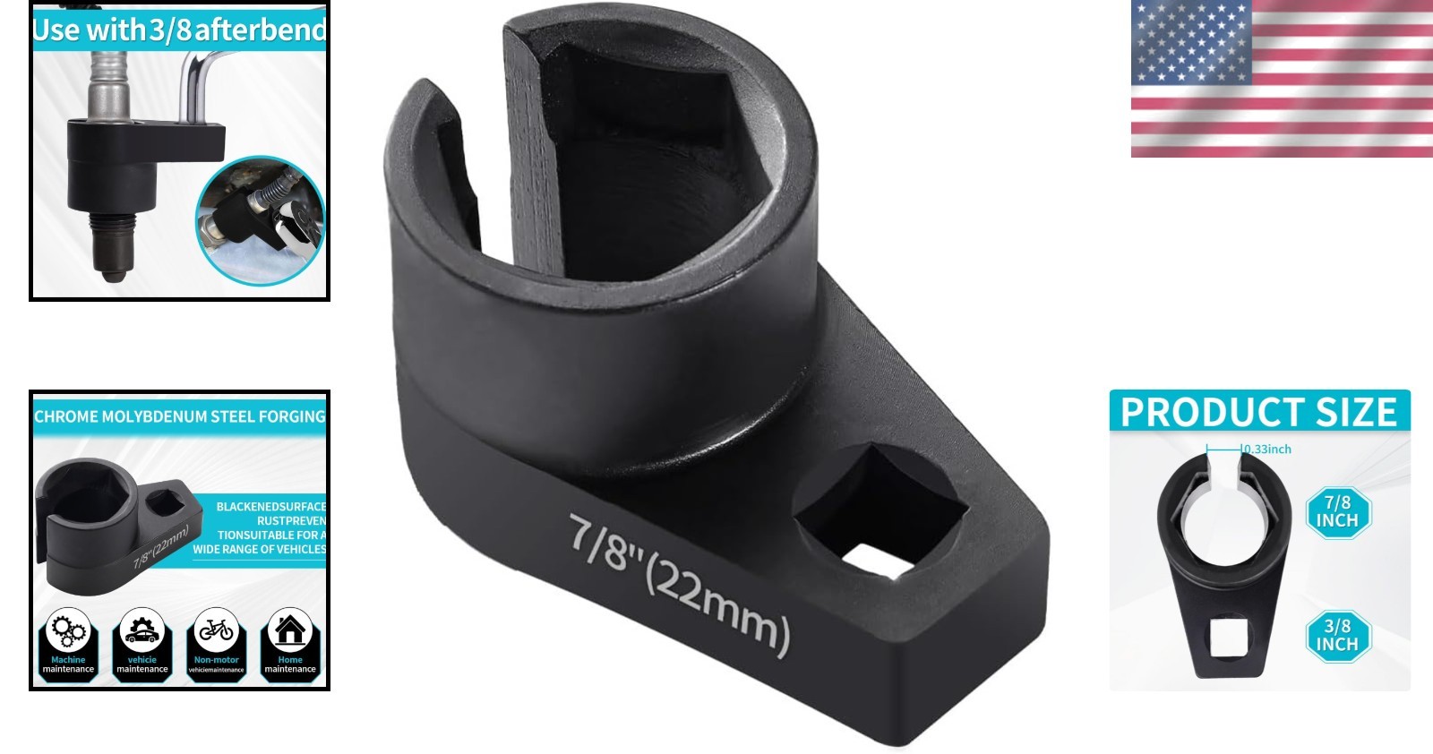 Universal Offset O2 Sensor Socket 7/8-Inch 22mm for Tight Spaces – Cr-Mo Steel