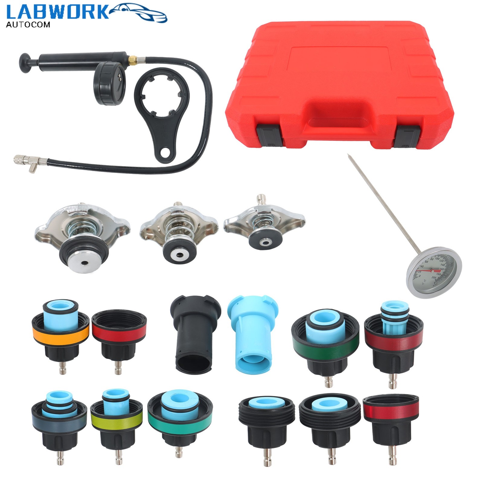 18pcs Universal Radiator Pressure Tester Kit Coolant Vacuum Type Cooling System