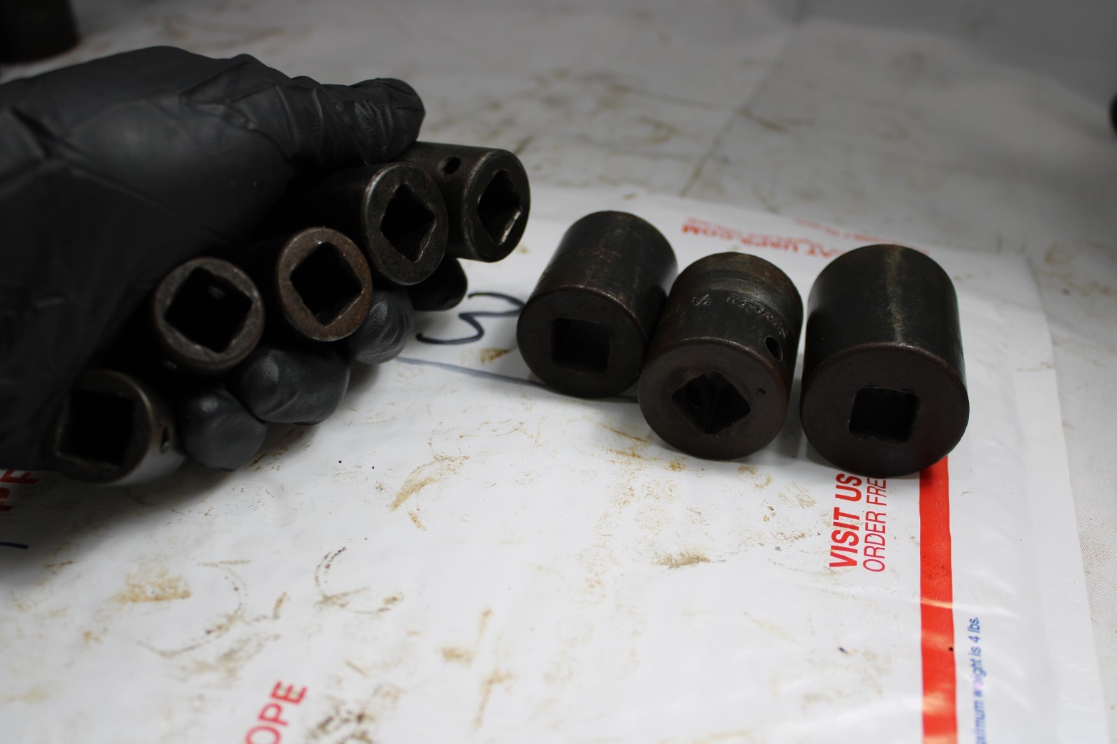 Snap On 8Pc 1/2 Dr 12 Pt Shallow SAE Impact Socket Set 313IMD 3/8-1in