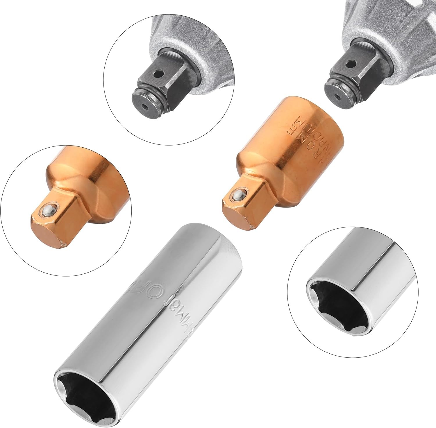 Bates Chrome Molybdenum Steel Impact Socket Reducer Set – Sleek Rose Gold Finish