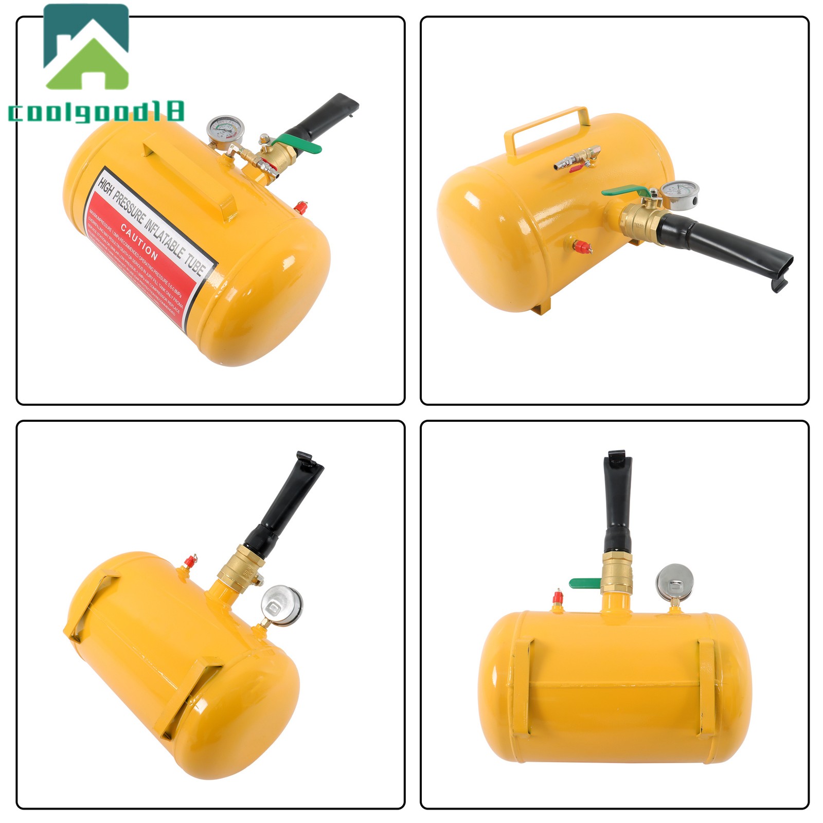 Yellow 5 Gallon 145 psi Heavy Duty Air Tire Bead Seater Blaster Seating Tool
