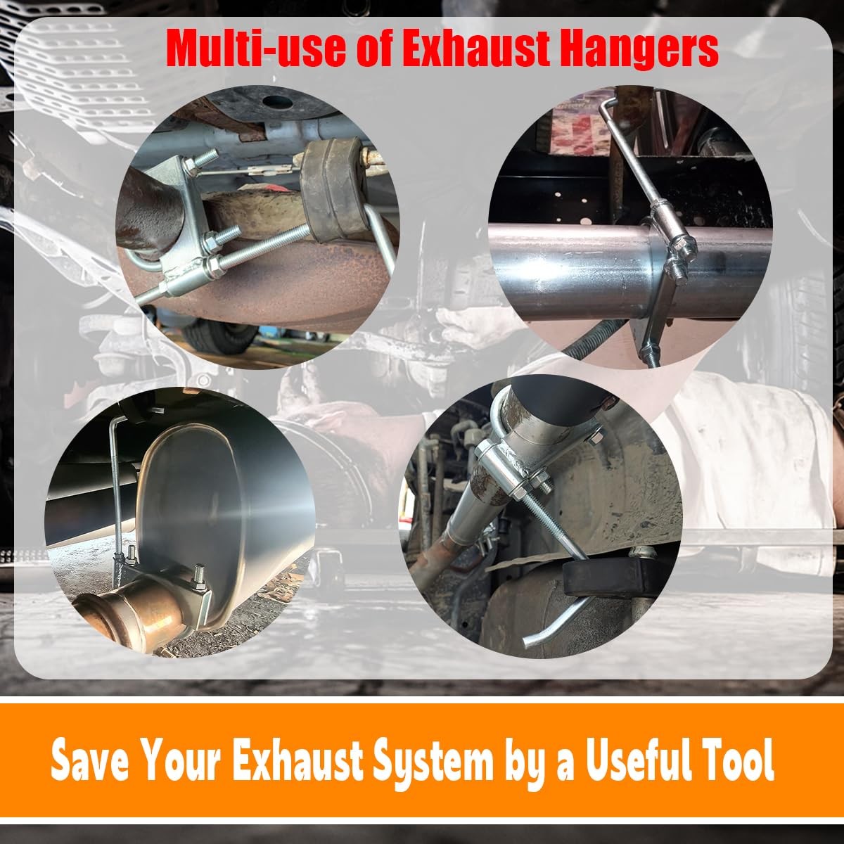 3-1/2″ Stainless Steel Exhaust Clamp with Hanger Rod for 3.5″ Pipes