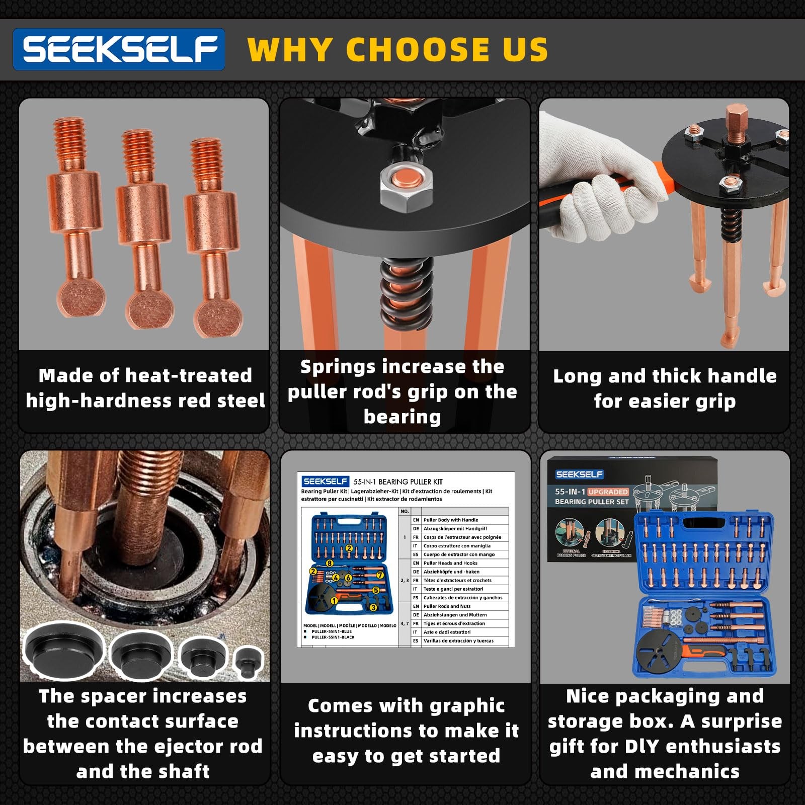 SEEKSELF 55-in-1 Bearing Puller Kit, Blind Hole Set, Inner…
