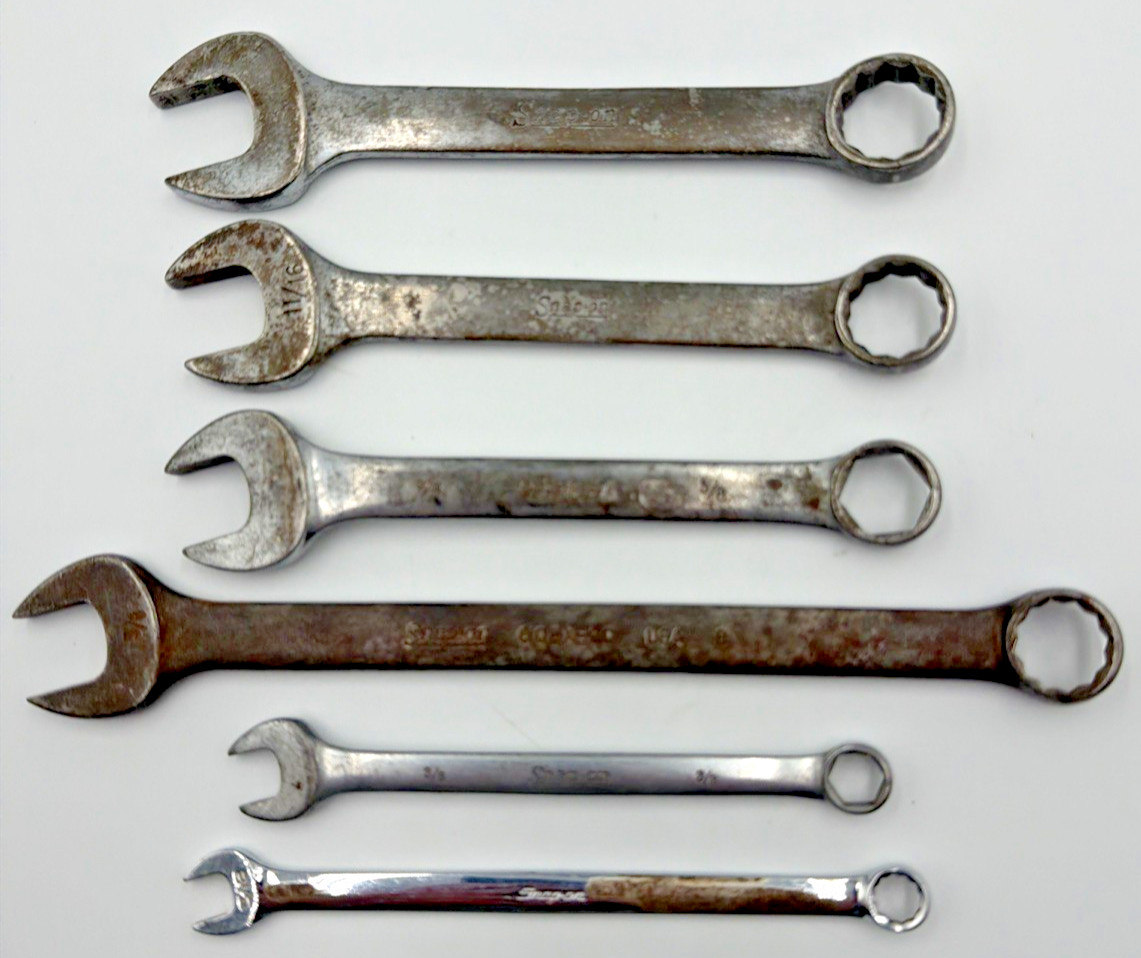 Vintage Snap-on Tool 6pc OEX Combination Wrench Lot 11/16″ 3/4″ 5/8” 3/8″ 5/16″