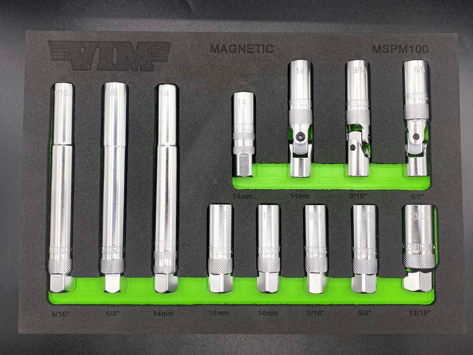 VIM Tools MSPM100 12 PC. 3/8» DR. MAGNETIC SPARK PLUG MASTER SET